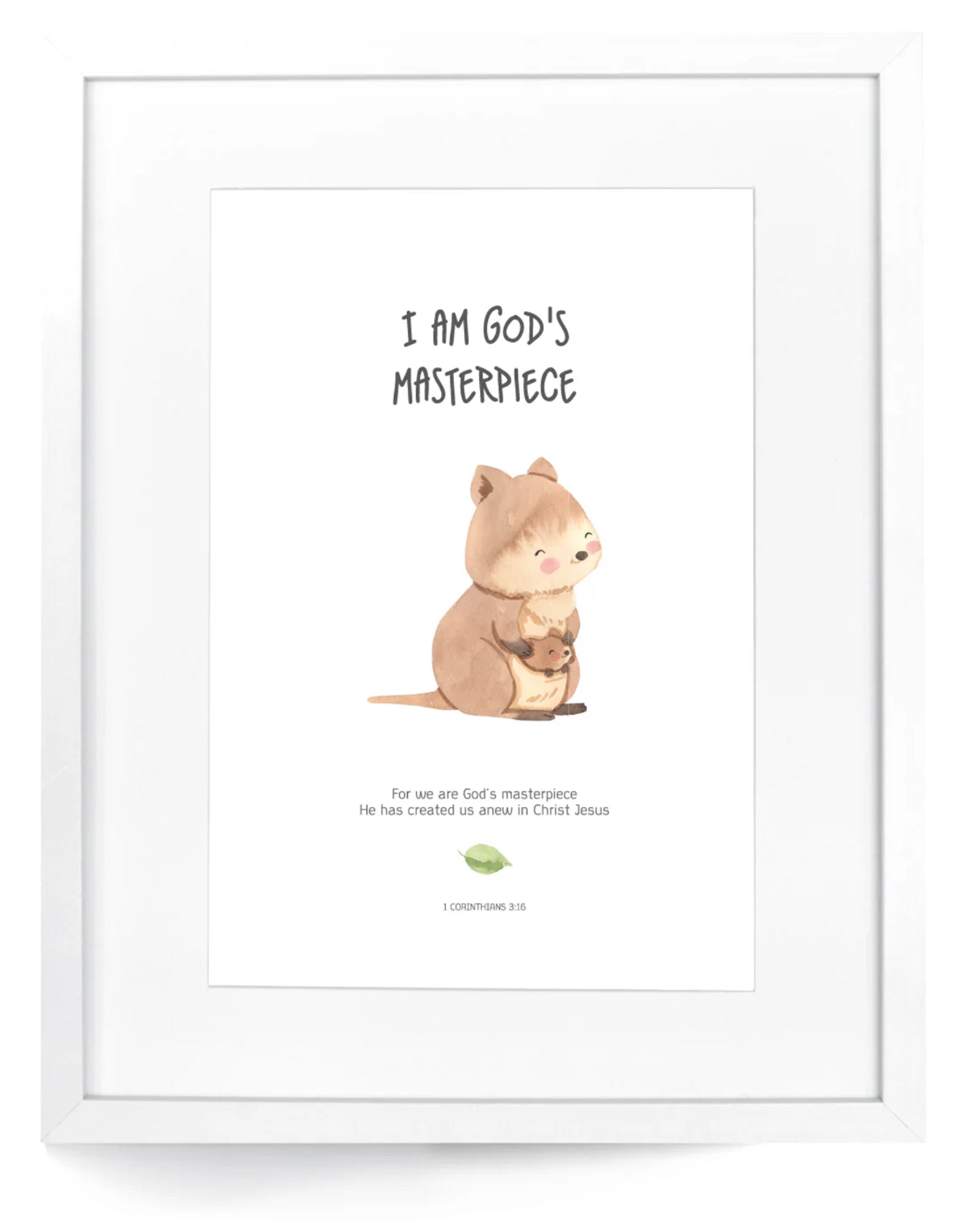 Framed Wall Art: WOMBAT - I am God's Masterpiece