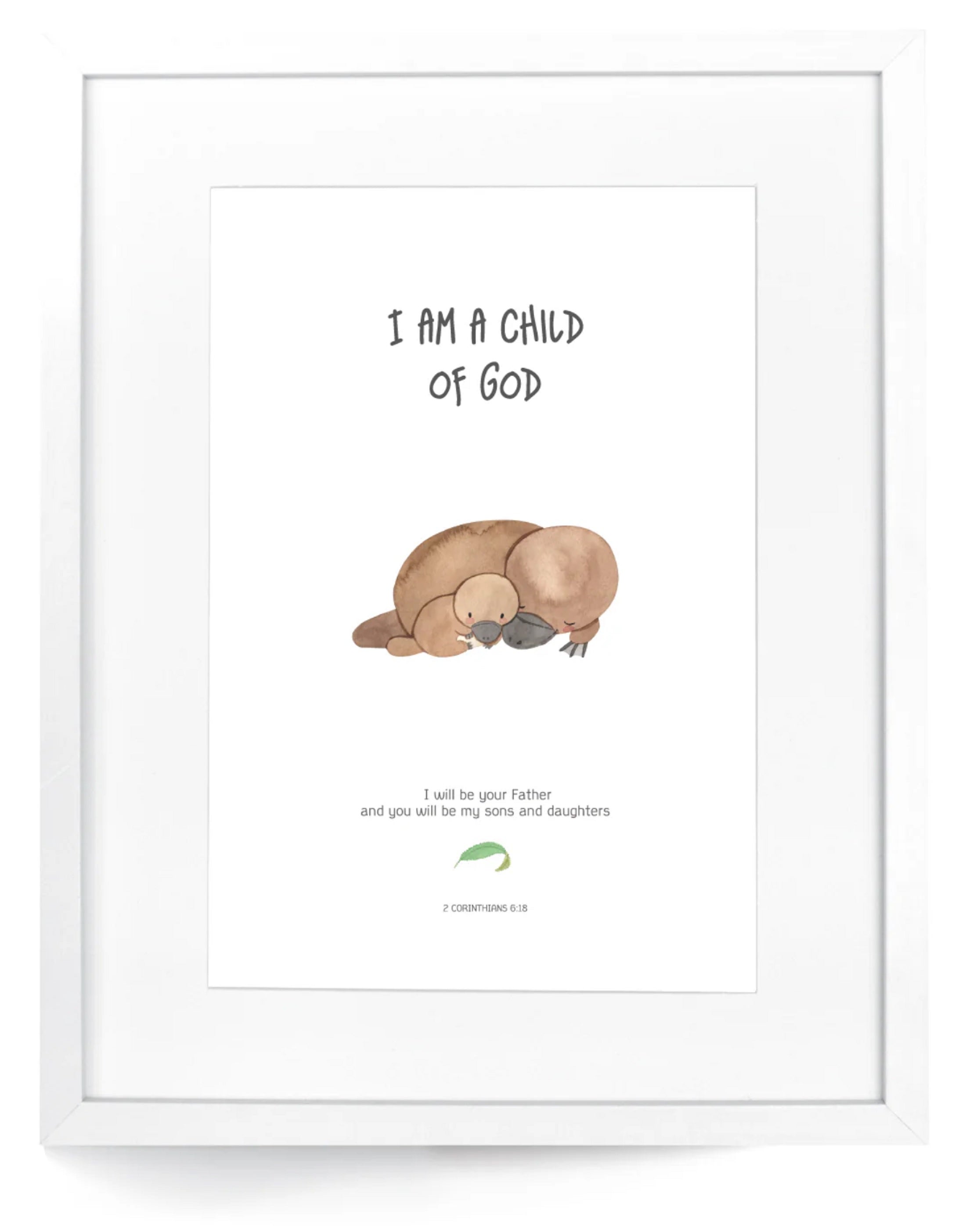 Framed Wall Art: PLATYPUS - I am a child of God