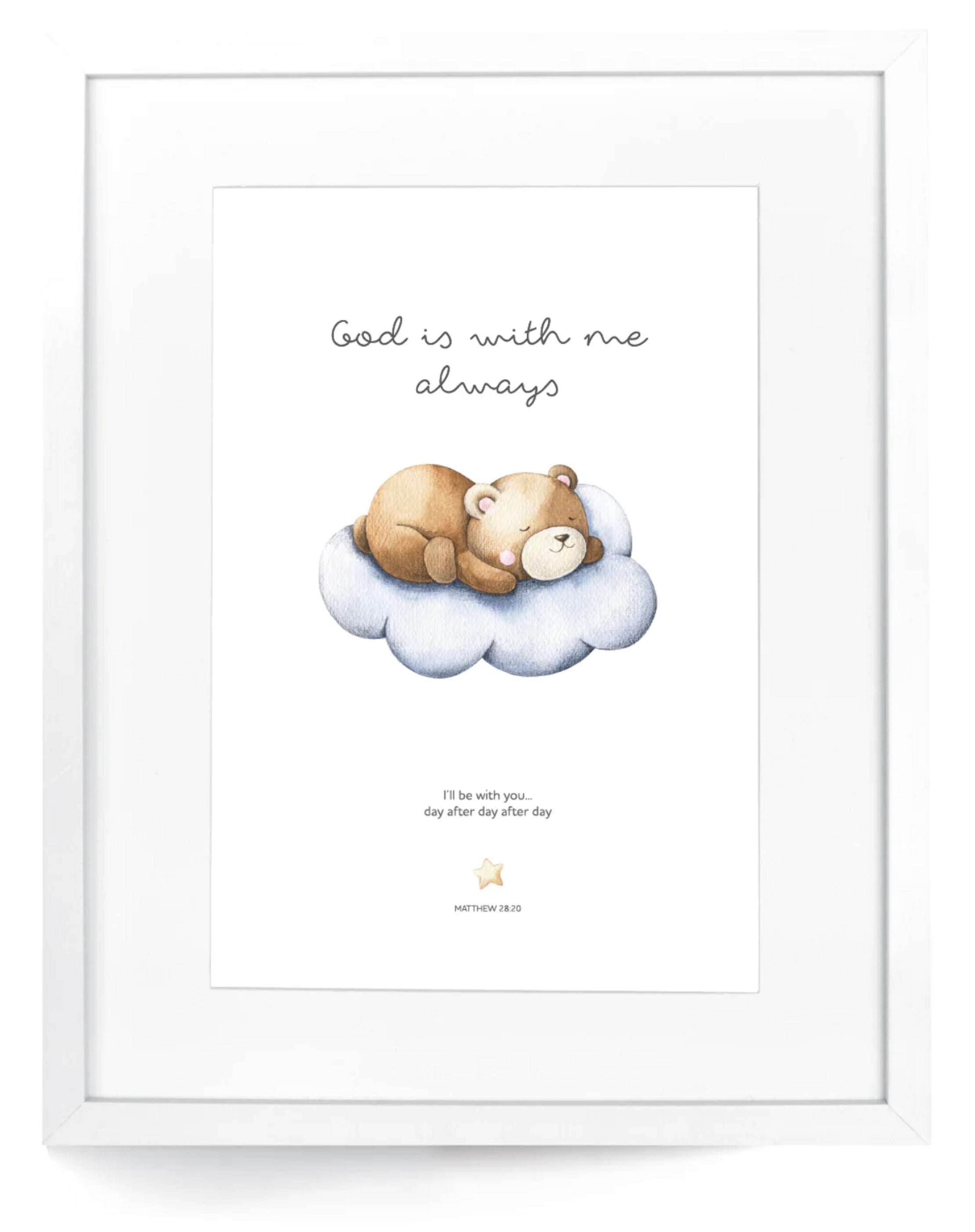 Framed Wall Art: BEAR - God is with me always