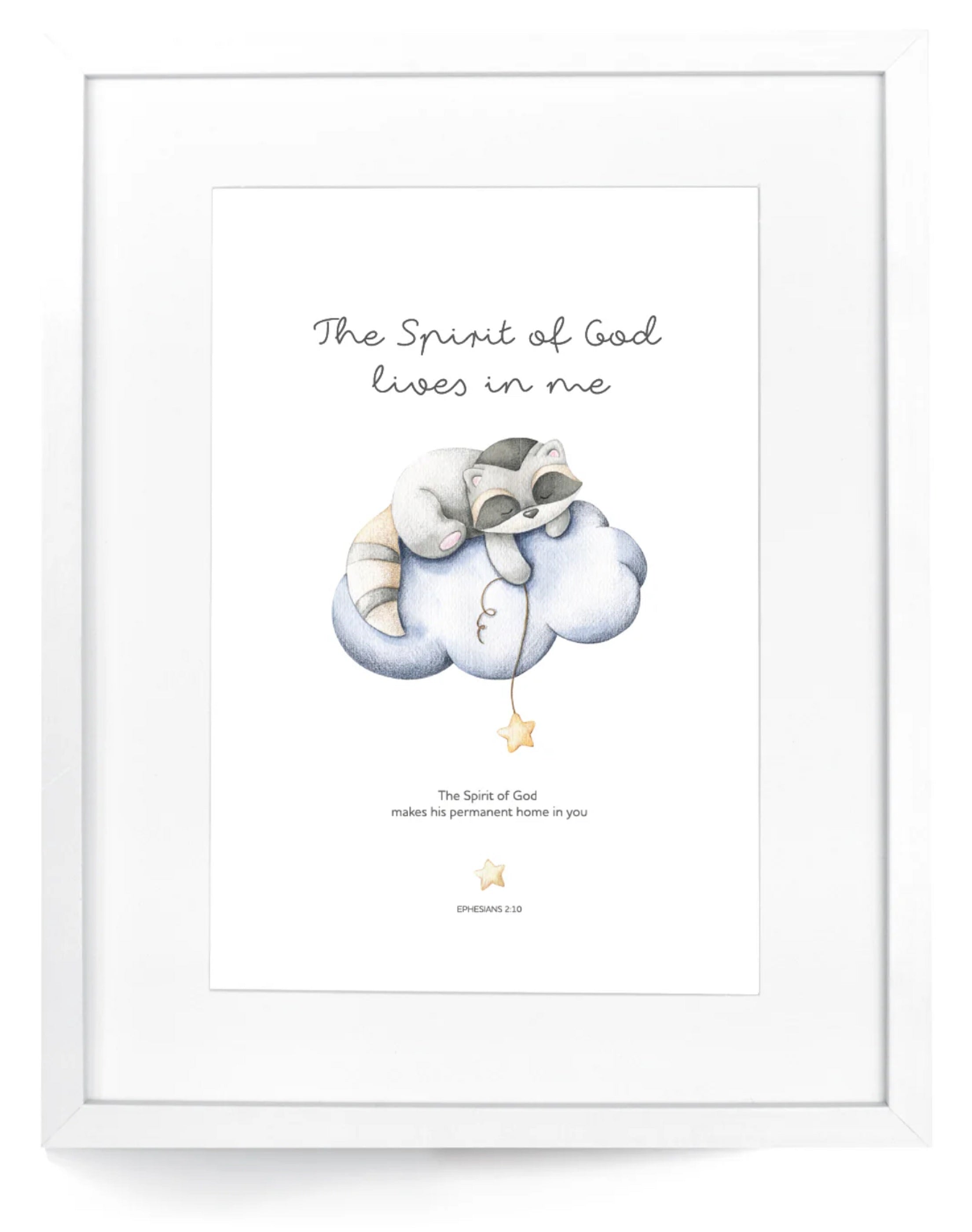 Framed Wall Art: RACOON - The Spirit of God lives in me