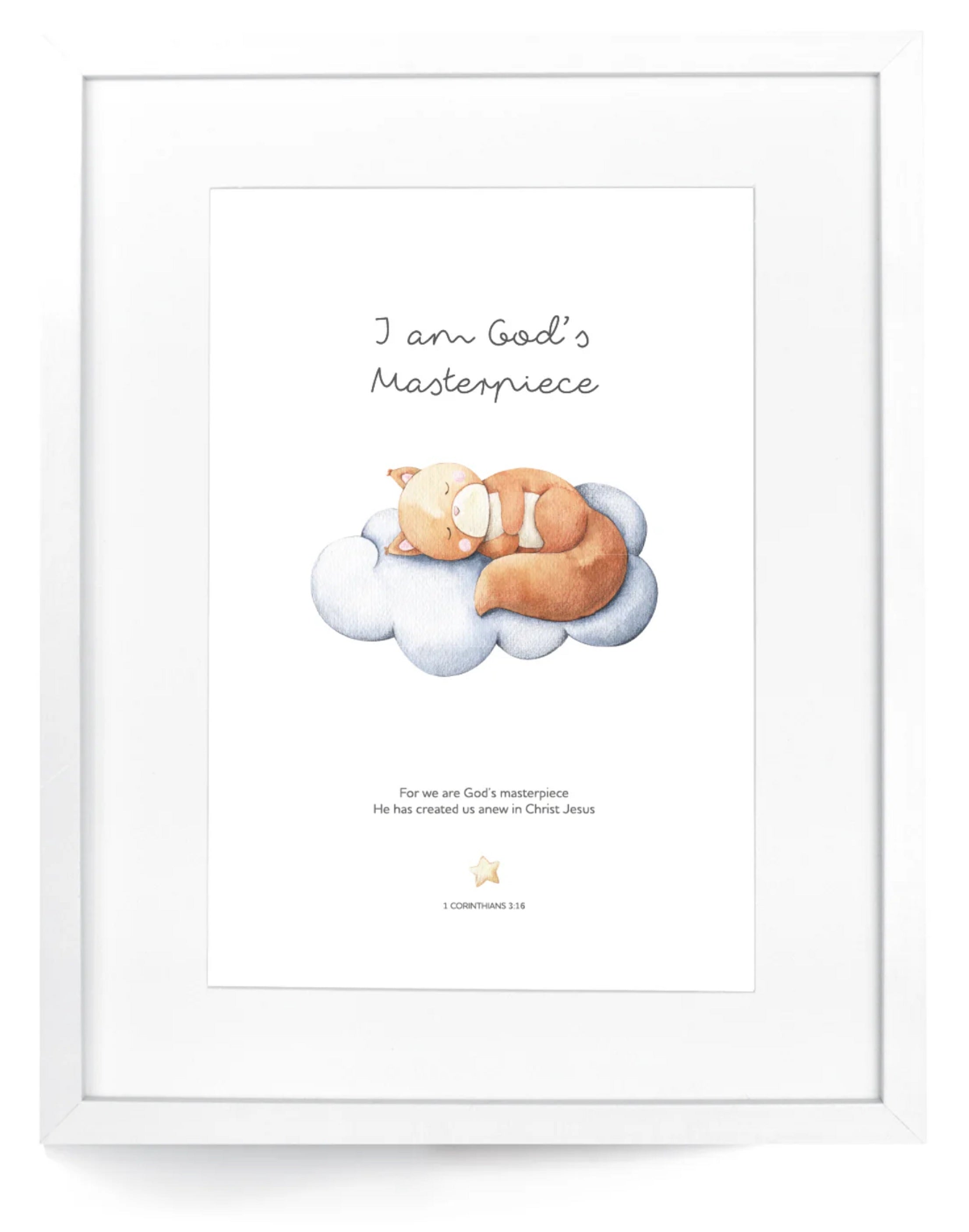 Framed Wall Art: FOX - I am God's Masterpiece