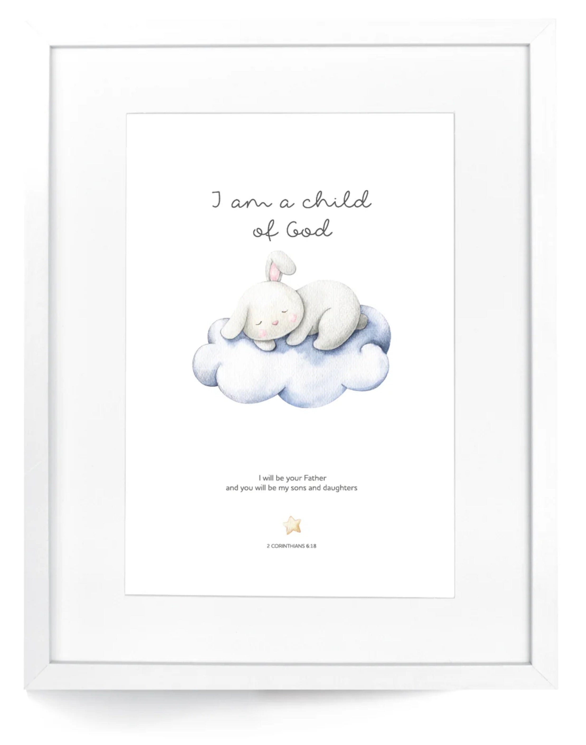 Framed Wall Art: BUNNY - I am a child of God