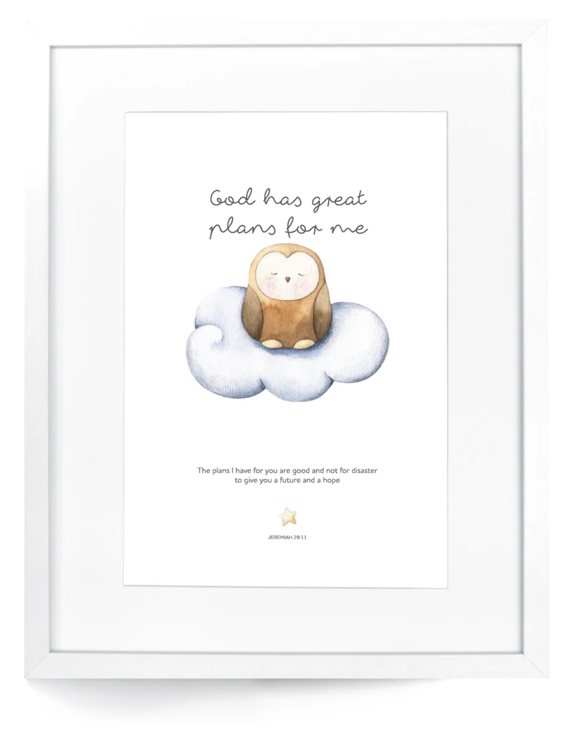 Framed Wall Art: OWL - God has great plans for me