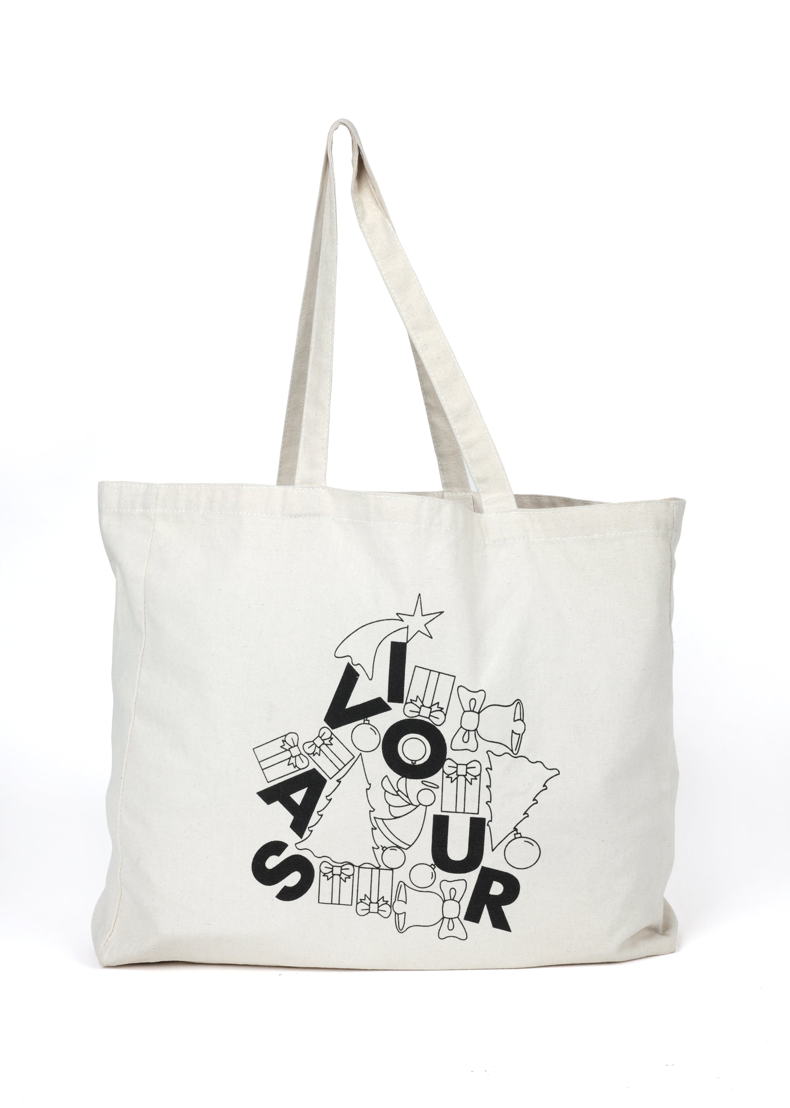 Reusable Christmas Tote Bag: Saviour (8oz Canvas with Black Print)