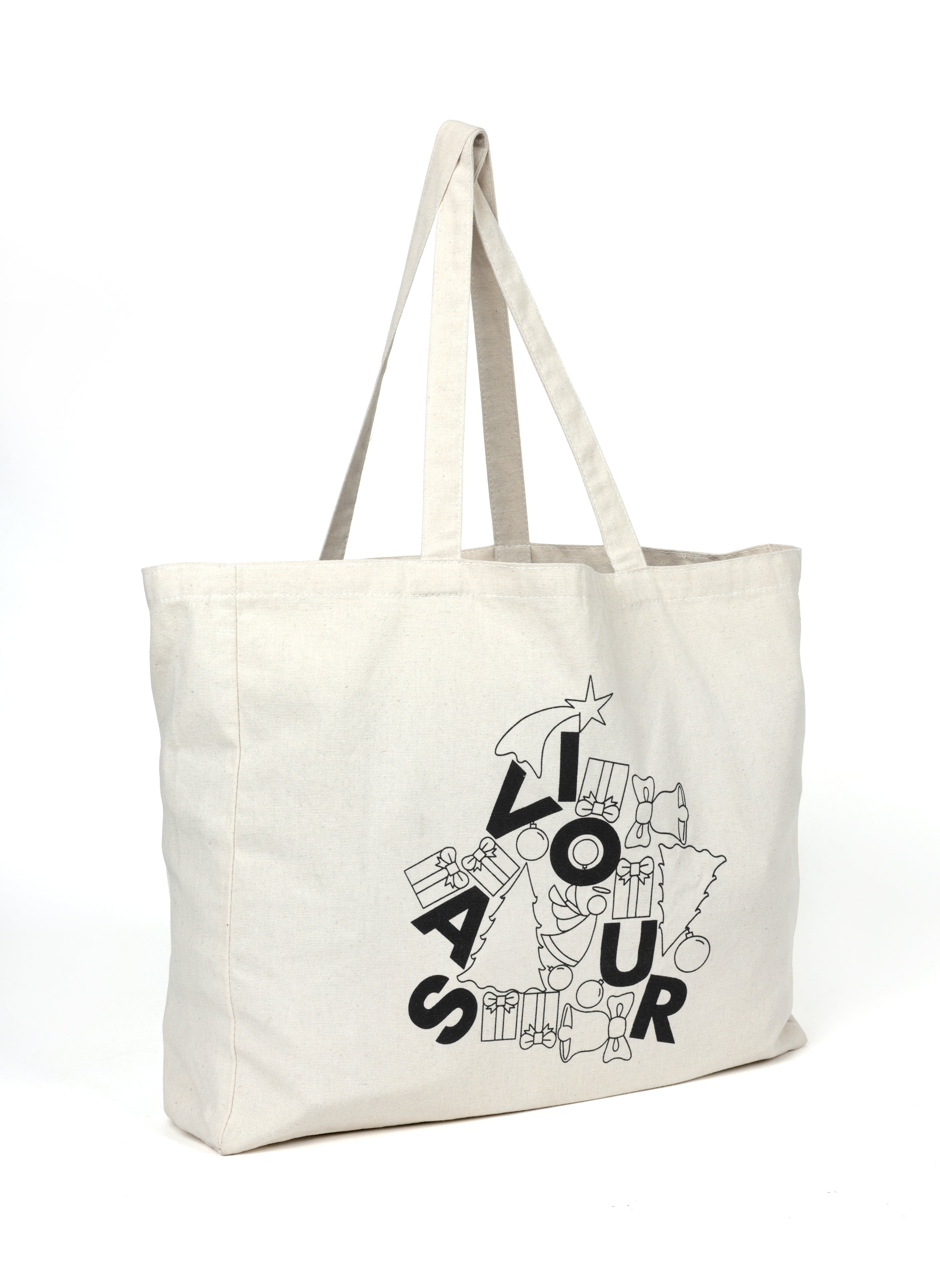 Reusable Christmas Tote Bag: Saviour (8oz Canvas with Black Print)