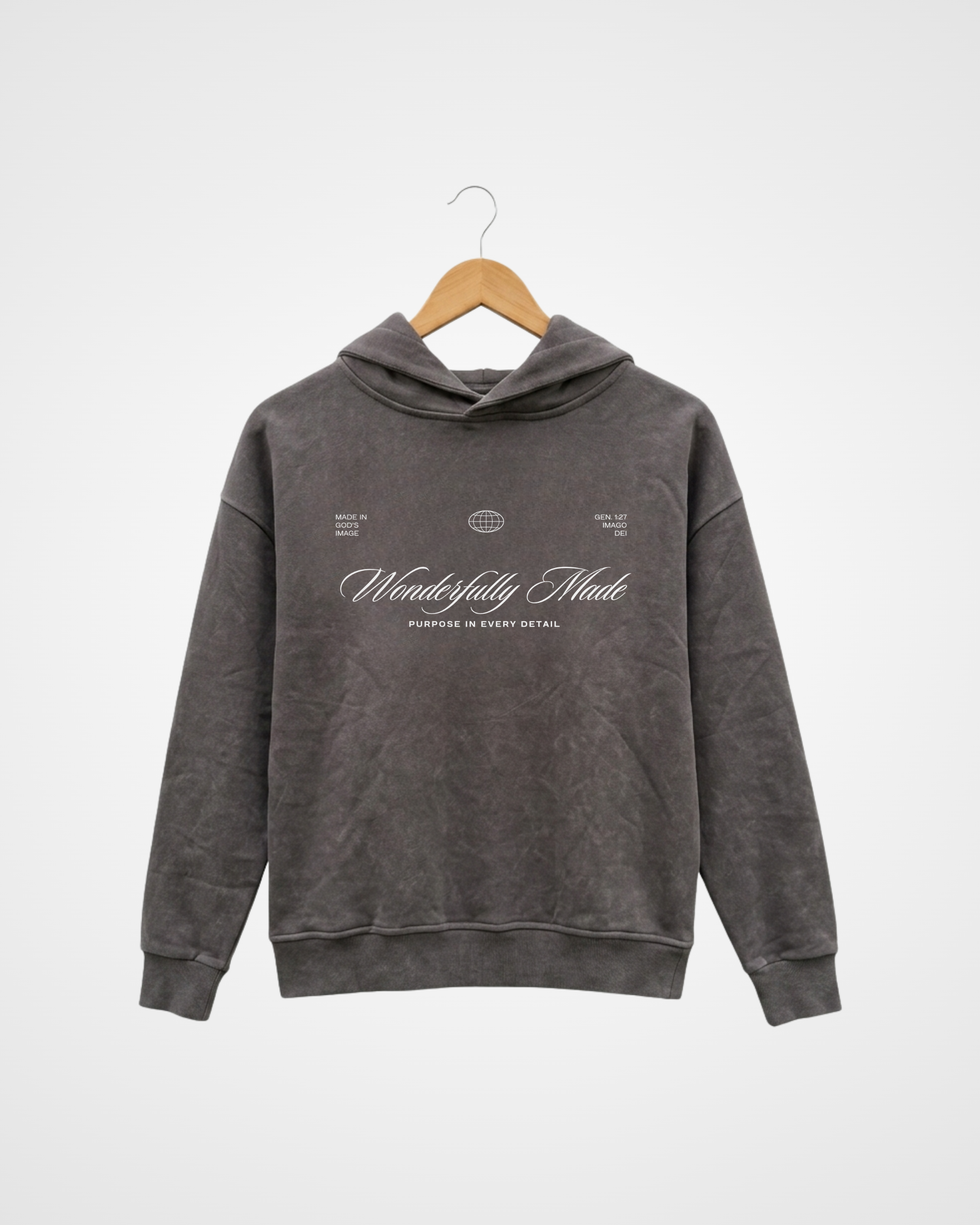 Wonderfully Made Hoodie, Washed Grey - Size Medium