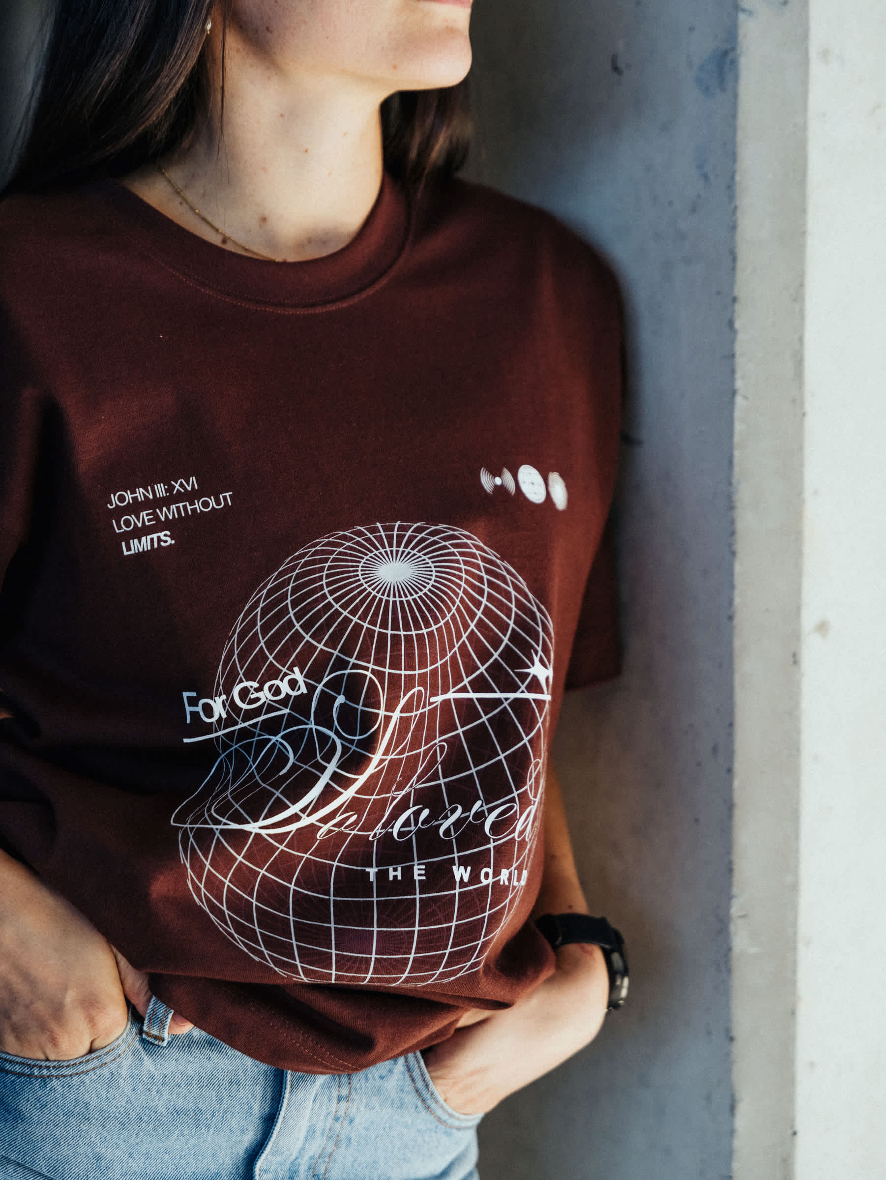 For God So Loved The World Box Tee, Chocolate - Size Large