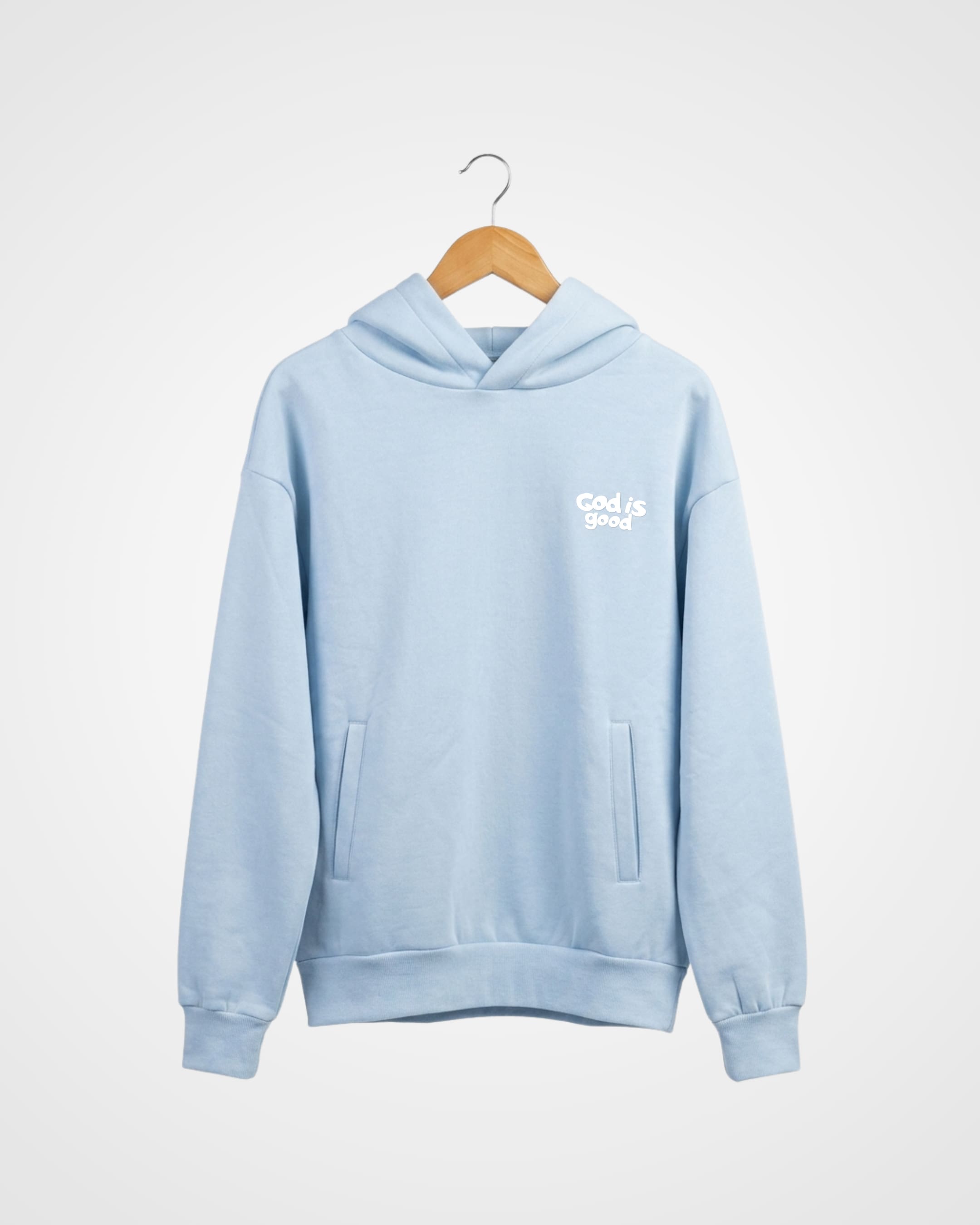 God Is Good Premium Hoodie, Sky Blue - Size Medium
