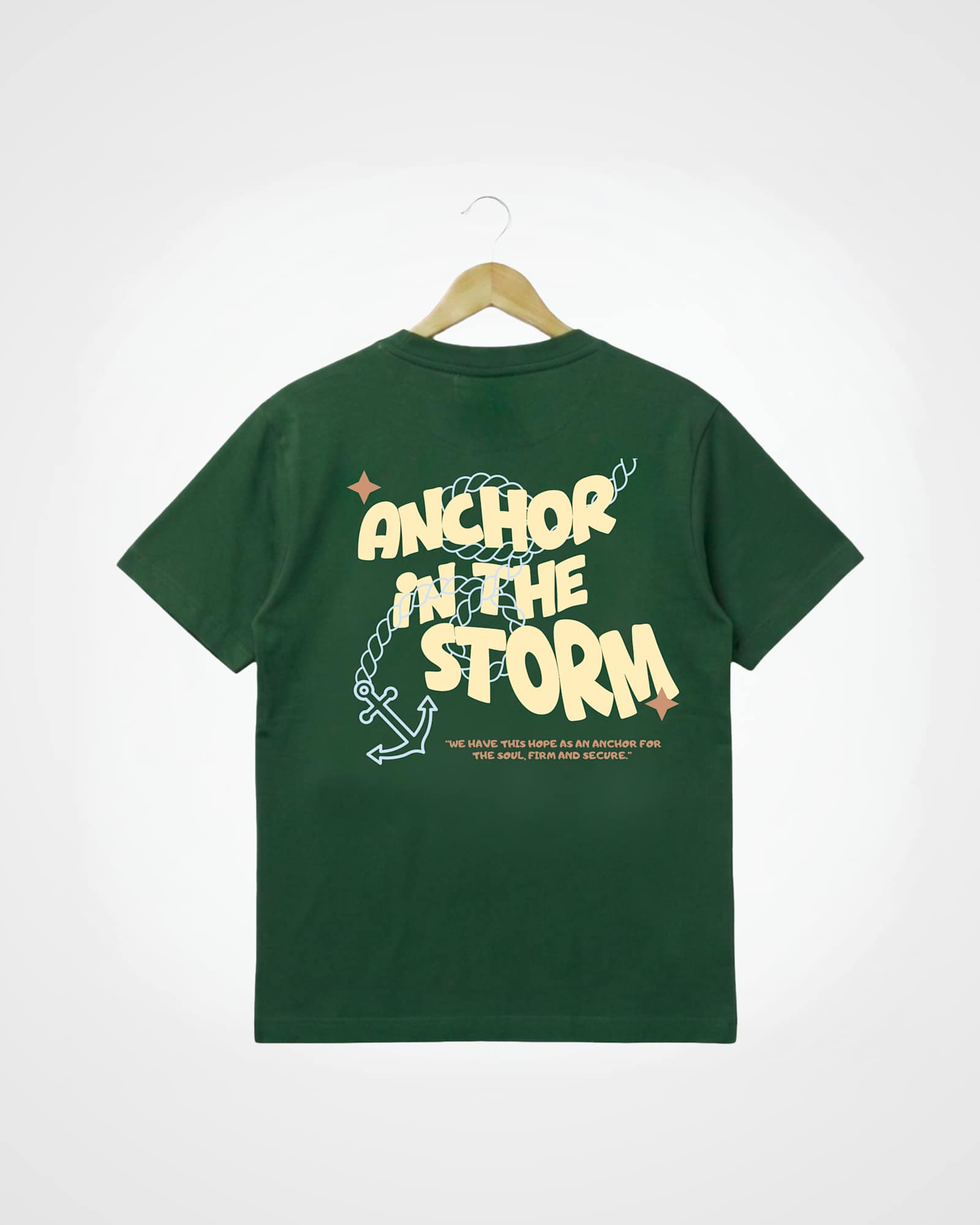 Anchor in The Storm Box Tee, Forest Green - Size Small
