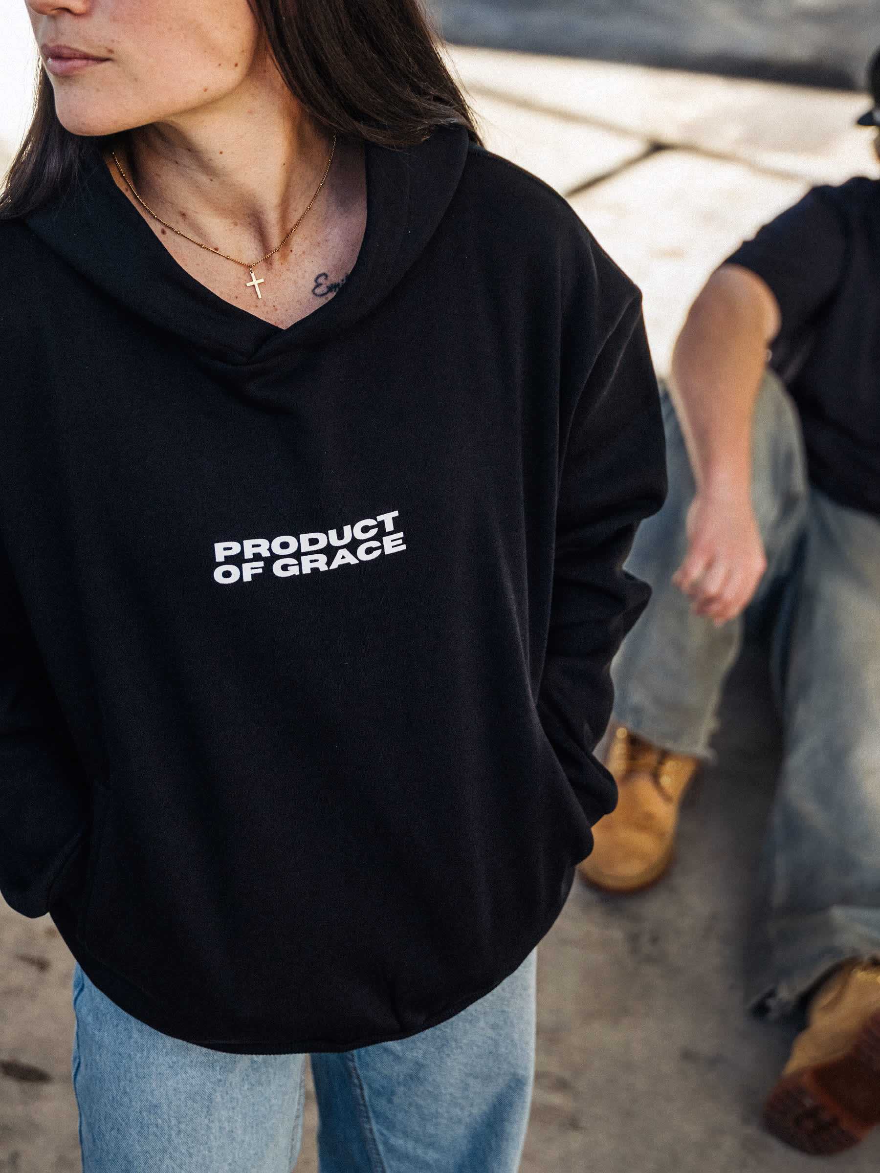 Product of Grace Relaxed Fit Heavy Hoodie, Black - Size XSmall