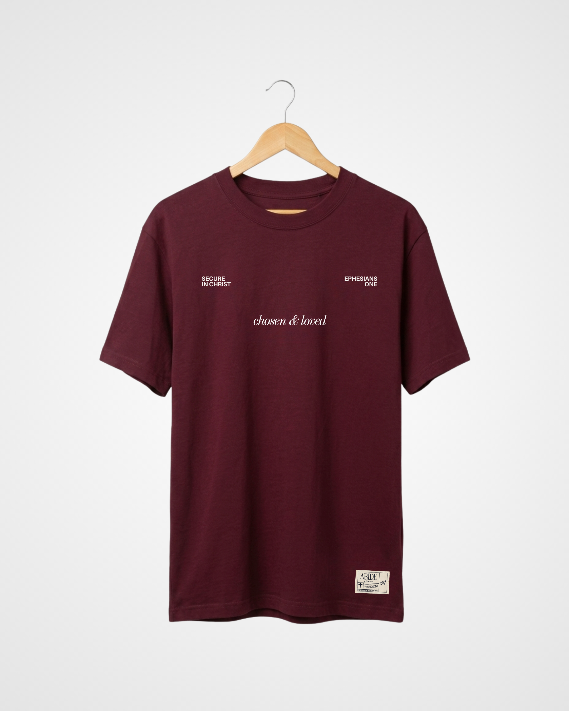 Chosen & Loved Box Tee, Maroon - Size XSmall
