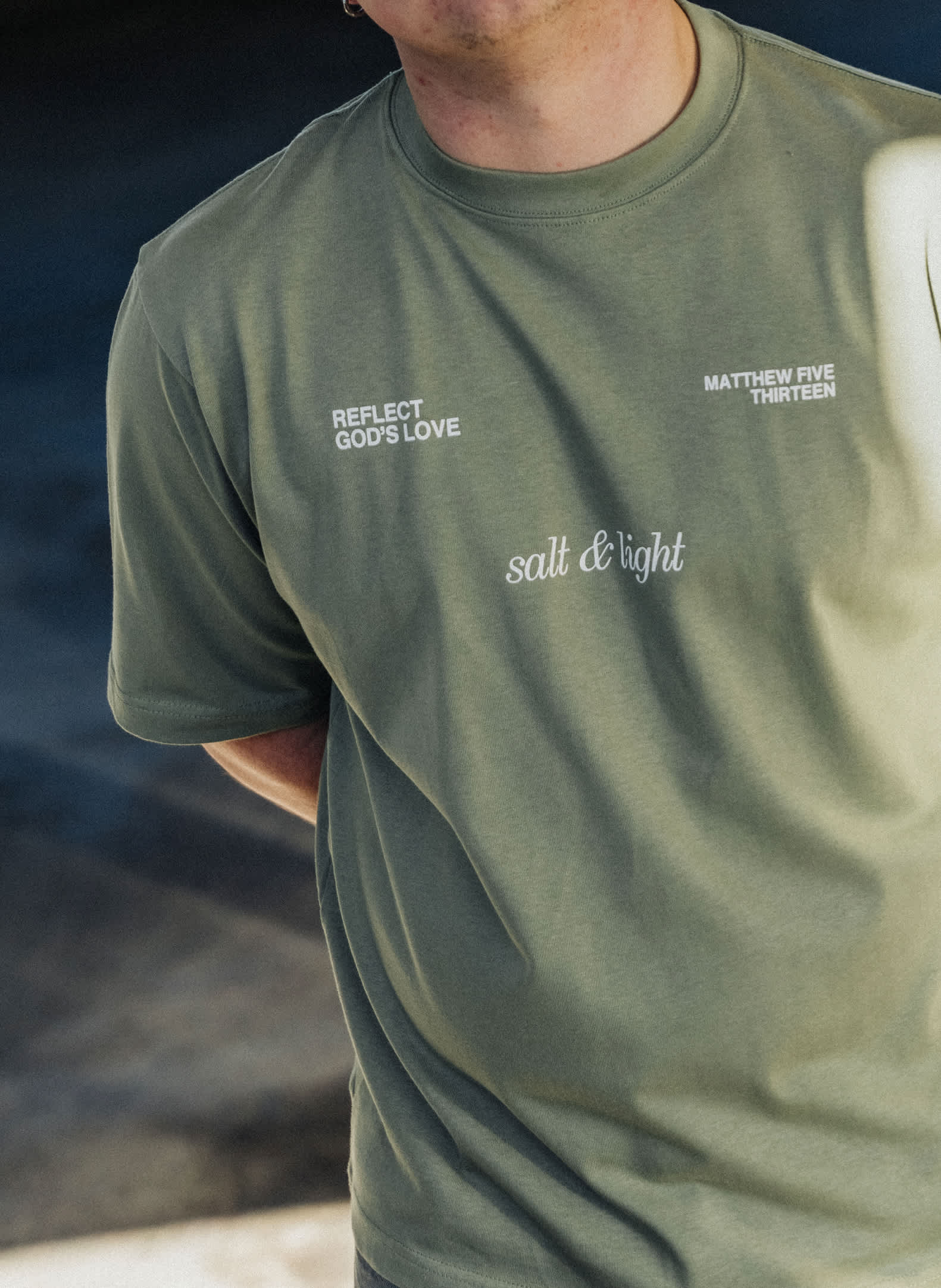 Salt & Light Box Tee, Ecru - Size Small