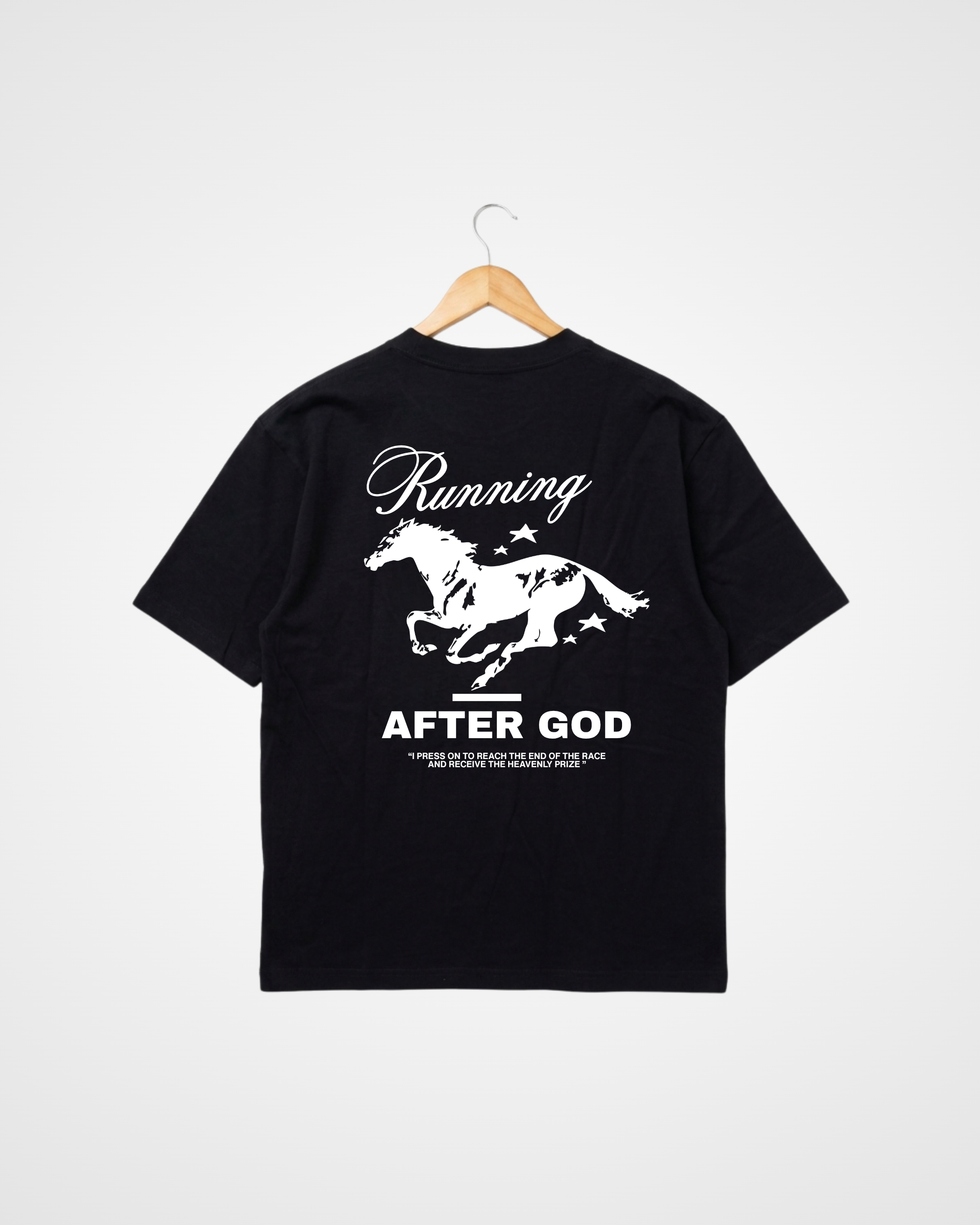 Running After God Heavy Box Tee, Navy - Size Medium
