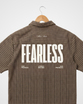 Fearless Oversized Semi-Cropped Button Shirt, Check Brown - Size Small