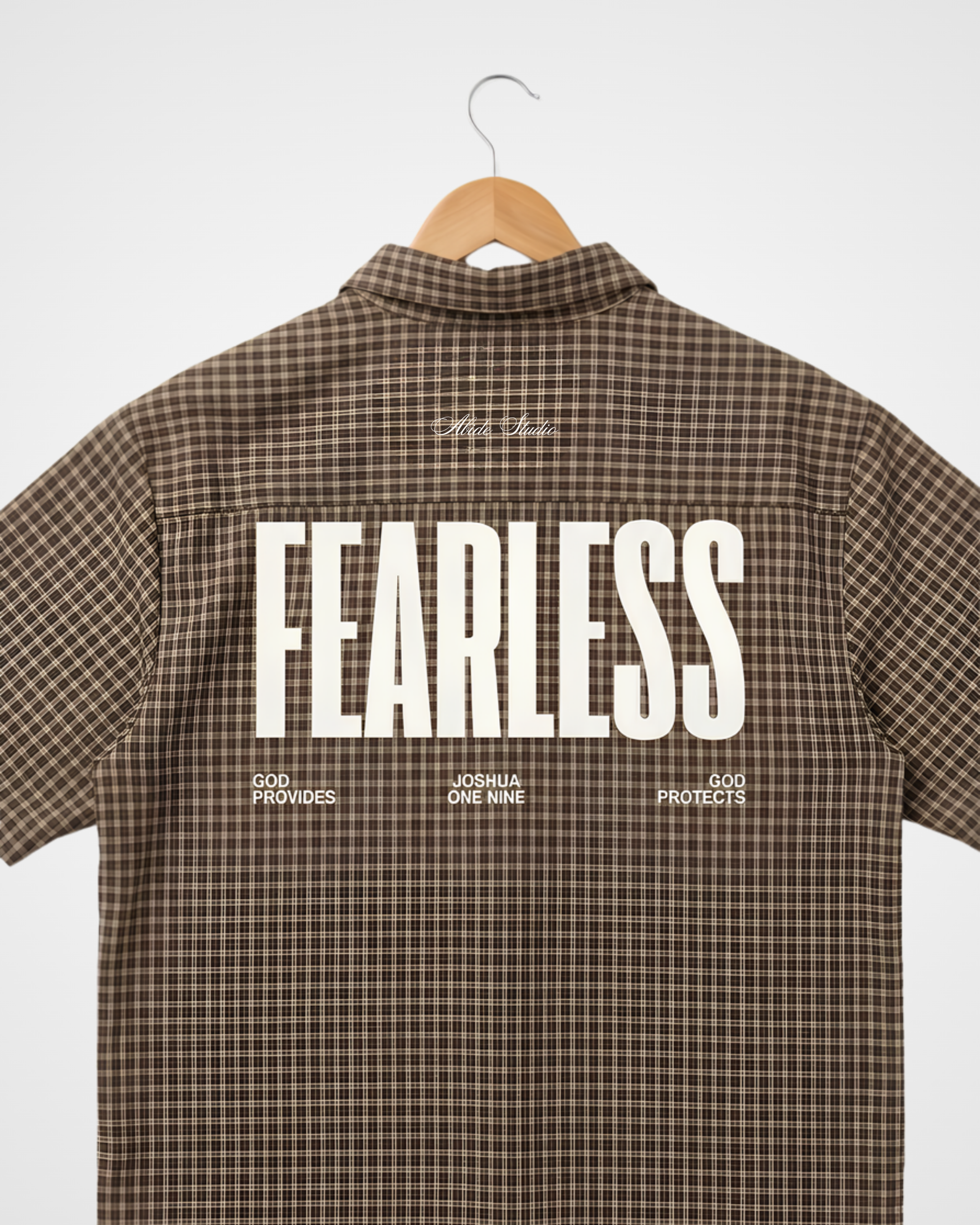 Fearless Oversized Semi-Cropped Button Shirt, Check Brown - Size Large