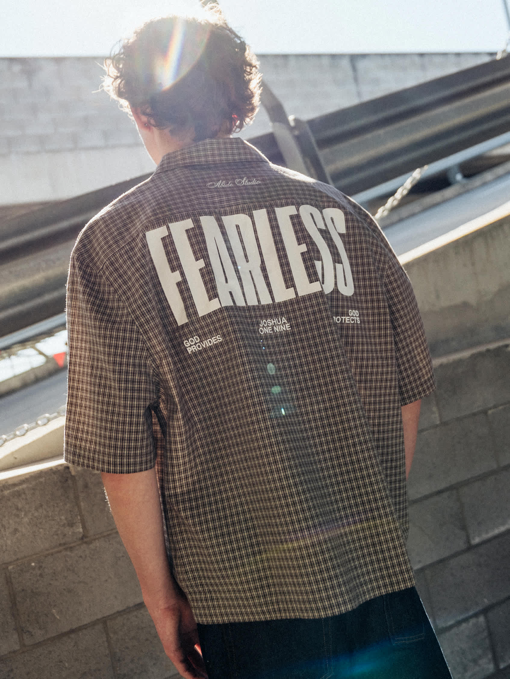 Fearless Oversized Semi-Cropped Button Shirt, Check Brown - Size Large