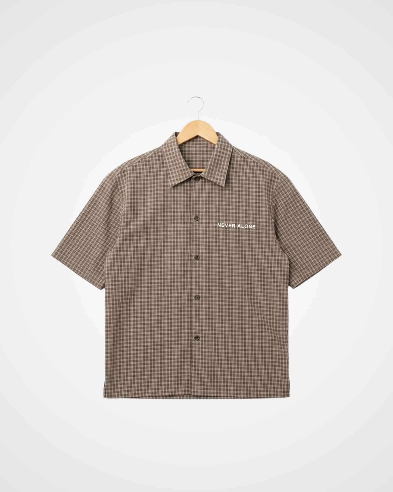 Fearless Oversized Semi-Cropped Button Shirt, Check Brown - Size 3XLarge