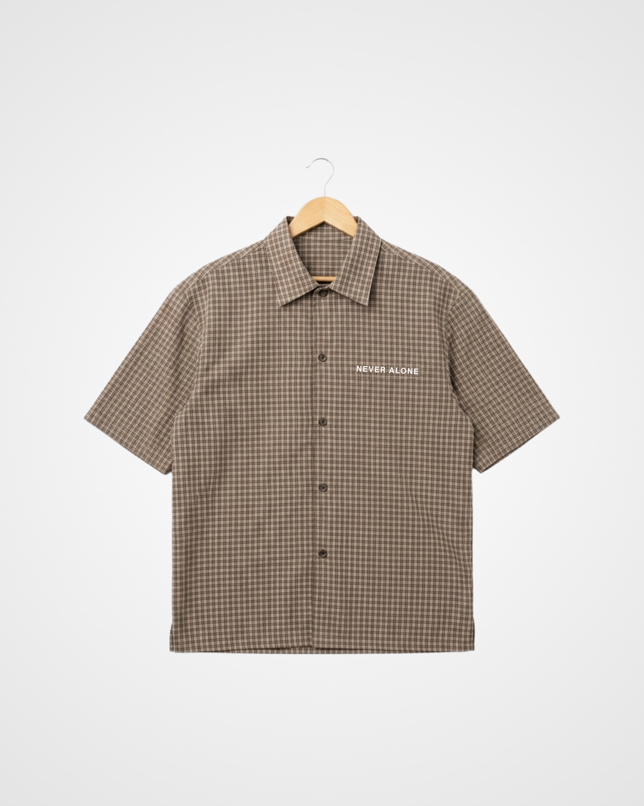 Fearless Oversized Semi-Cropped Button Shirt, Check Brown - Size 5XLarge