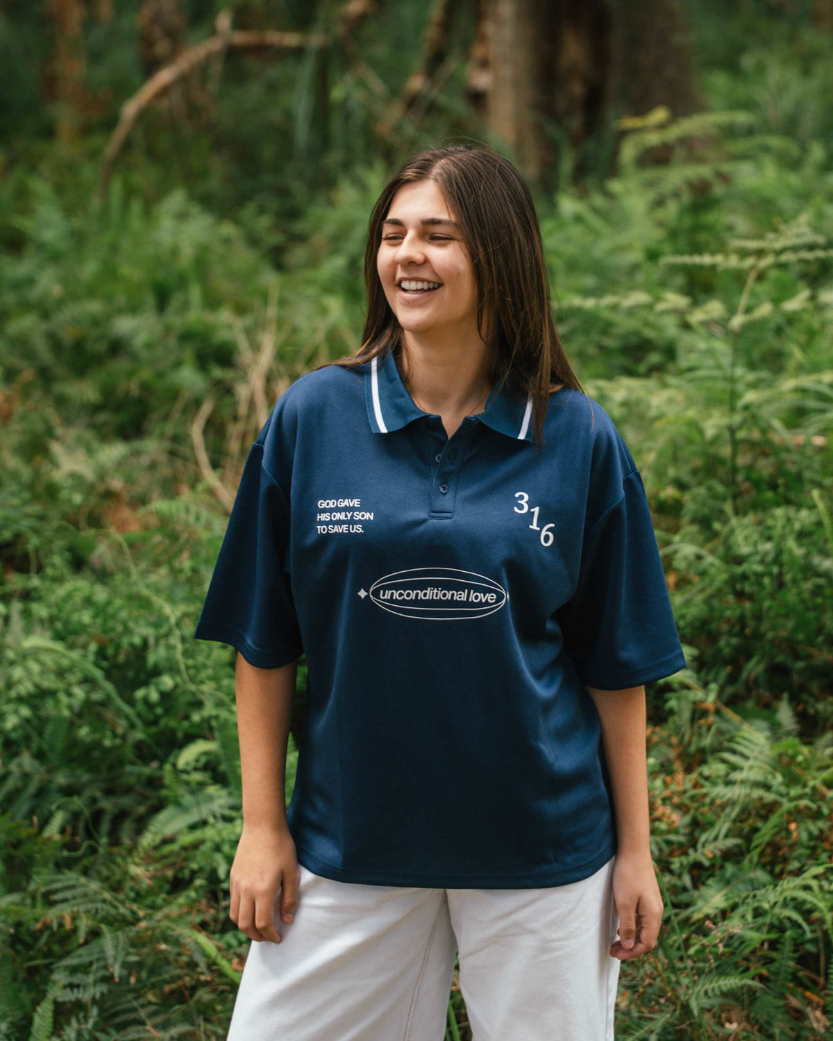Unconditional Love Semi-Cropped Polo Jersey, Navy - Size XLarge