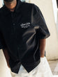 Faith Over Fear Oversized Semi-Cropped Button Shirt, Black - Size Small