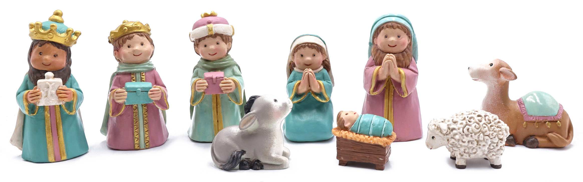 Nativity Scene with Animals, Resin (Set of 9)