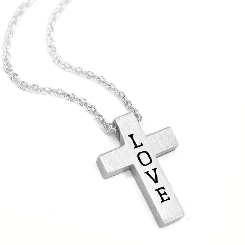 Necklace: Cross, Love, Silver (Walk By Faith Collection)
