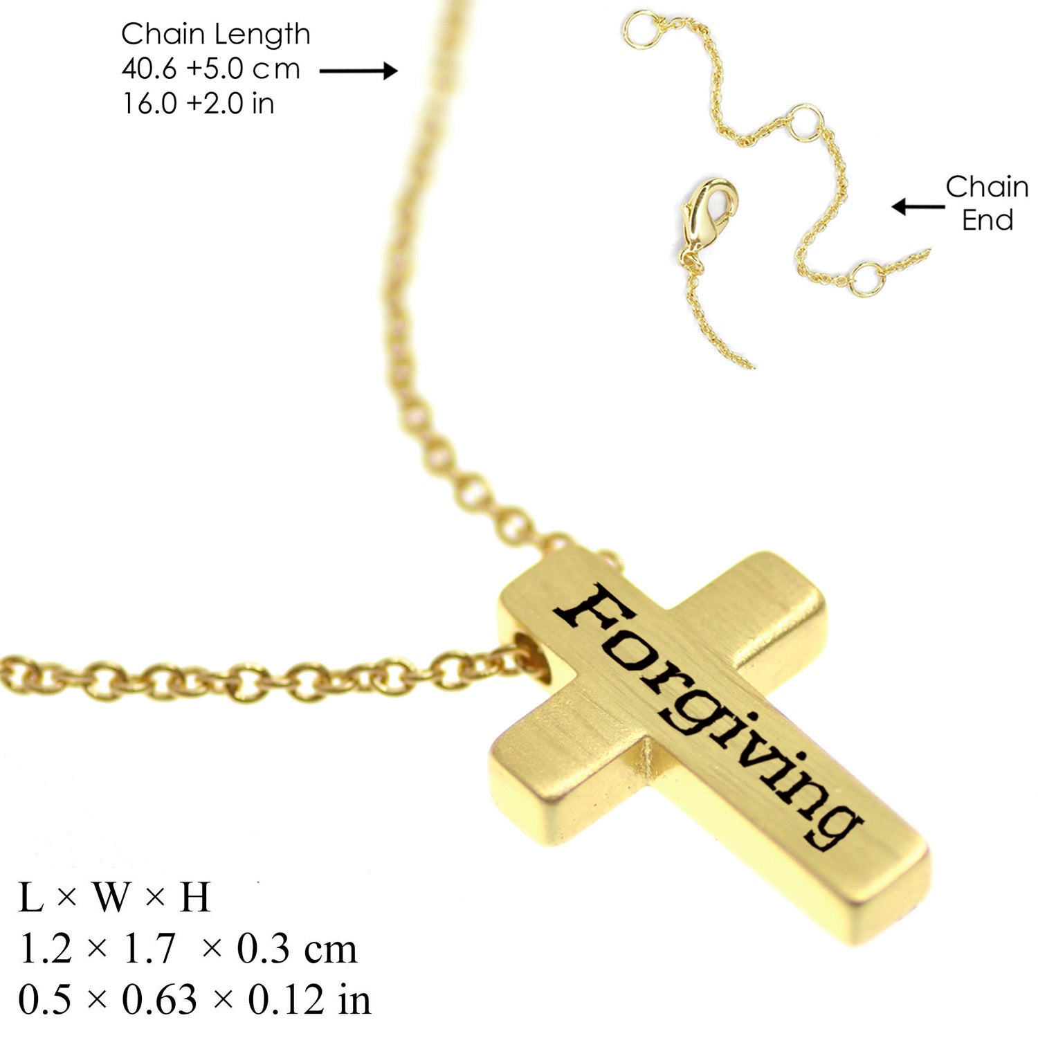 Necklace: Cross, Forgiven, Gold (Walk By Faith Collection)