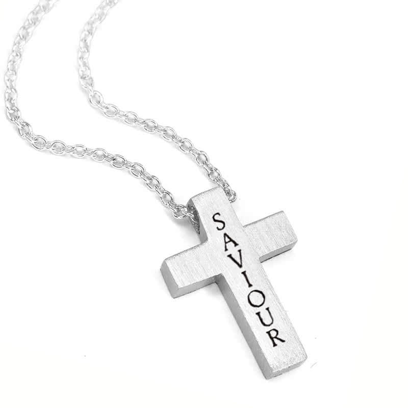 Necklace: Cross, Saviour, Silver (Walk By Faith Collection)