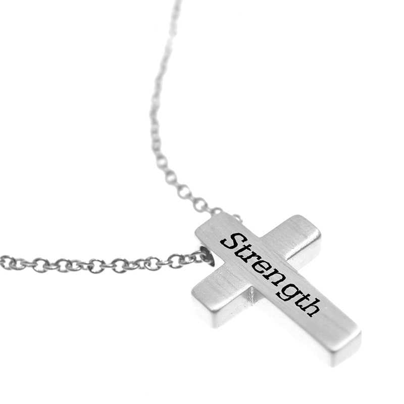 Necklace: Cross, Strength, Silver (Walk By Faith Collection)