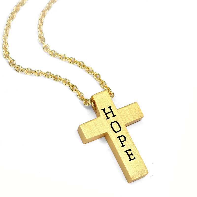 Necklace: Cross, Hope, Gold (Walk By Faith Collection)