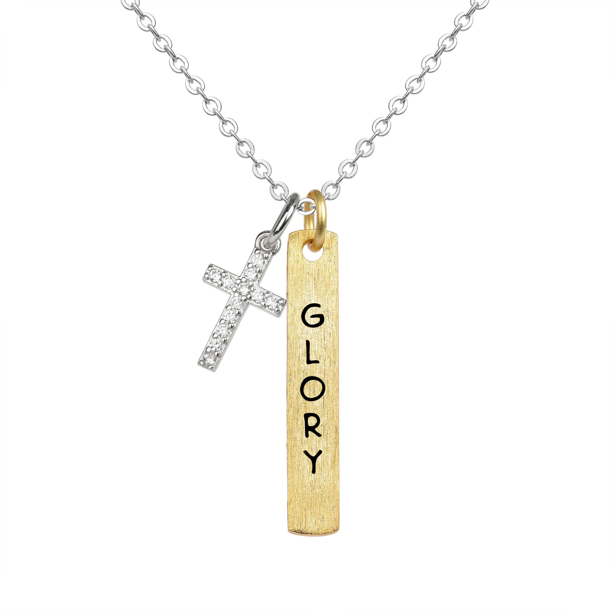 Necklace: Bar/Cross, Glory, Gold (Walk By Faith Collection)