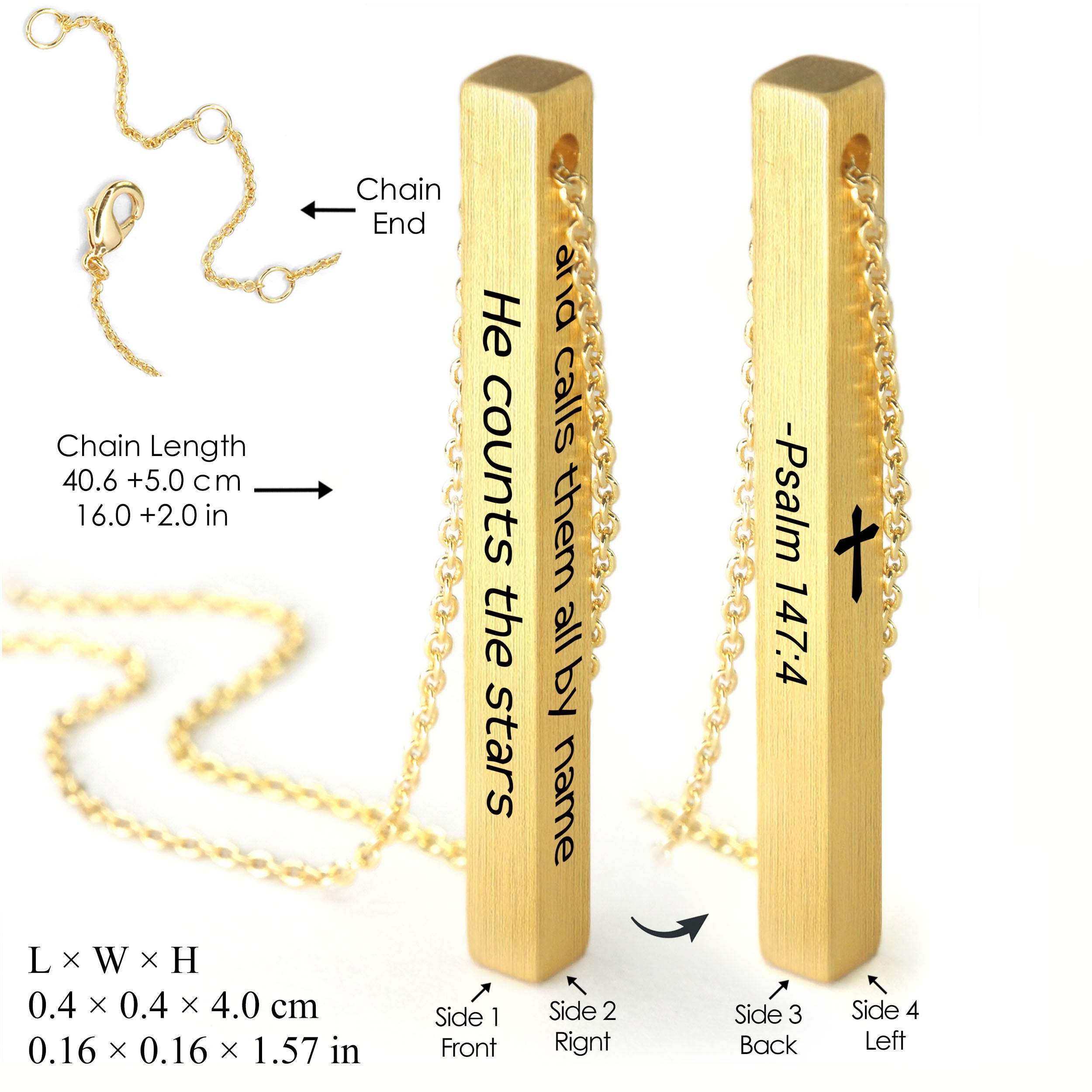 Necklace: Pillar, Calls Them By Name, Gold (Walk By Faith Collection)