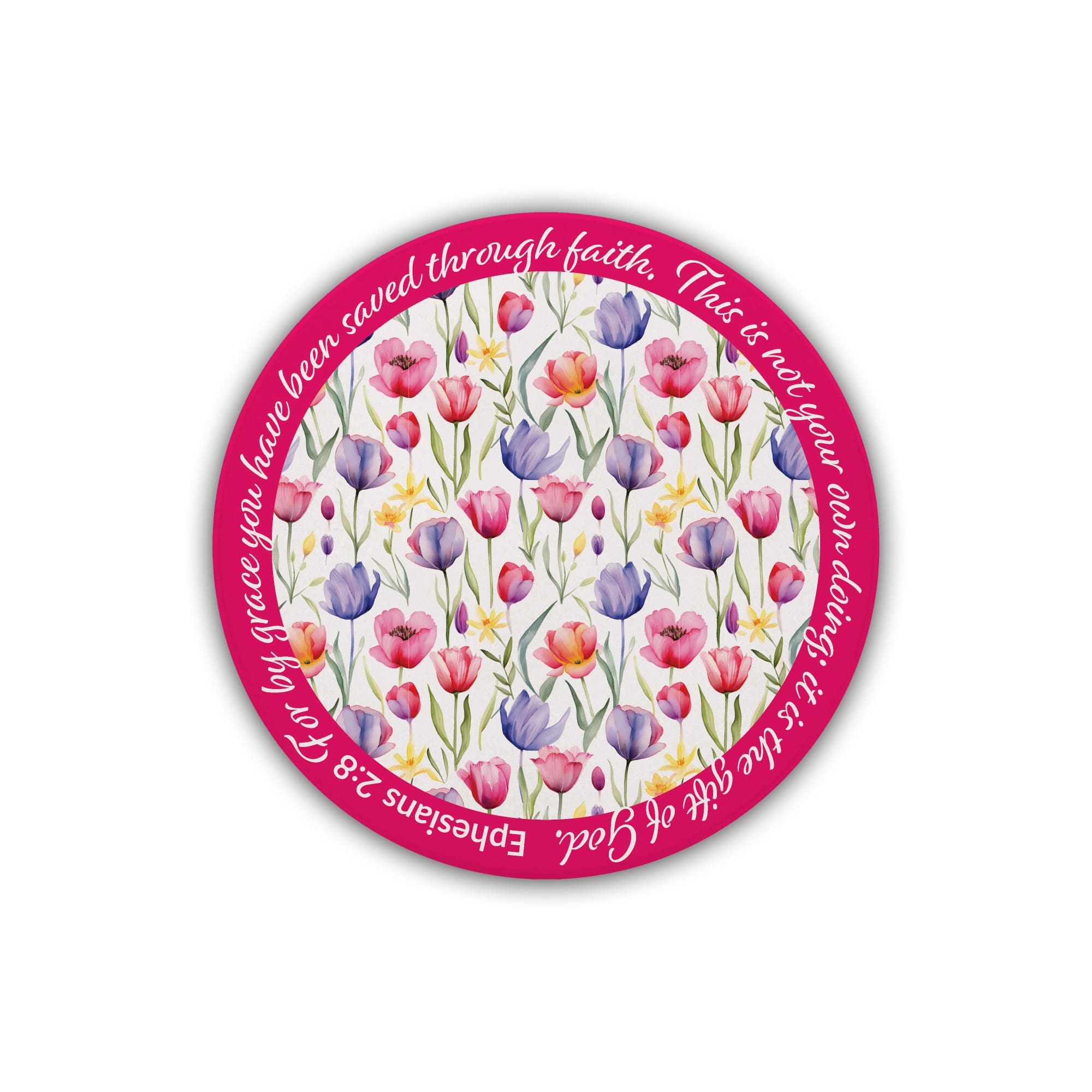 Ceramic Coasters (Set of 4): Round, Flowers