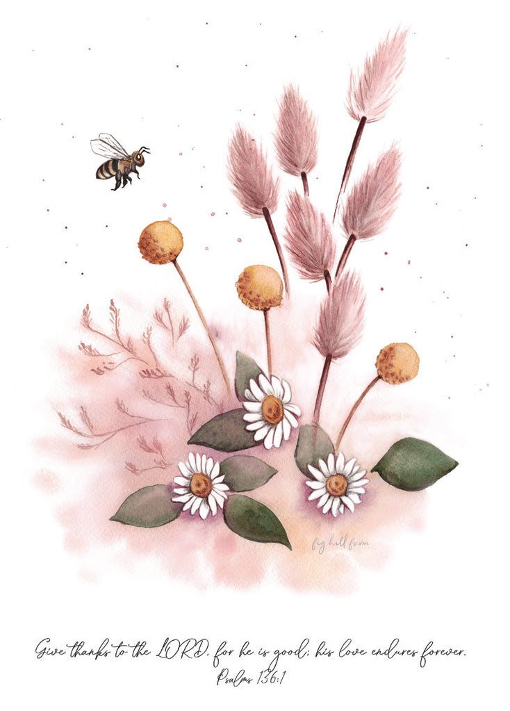 Australiana Greeting Card: Blank (Floral Bees)