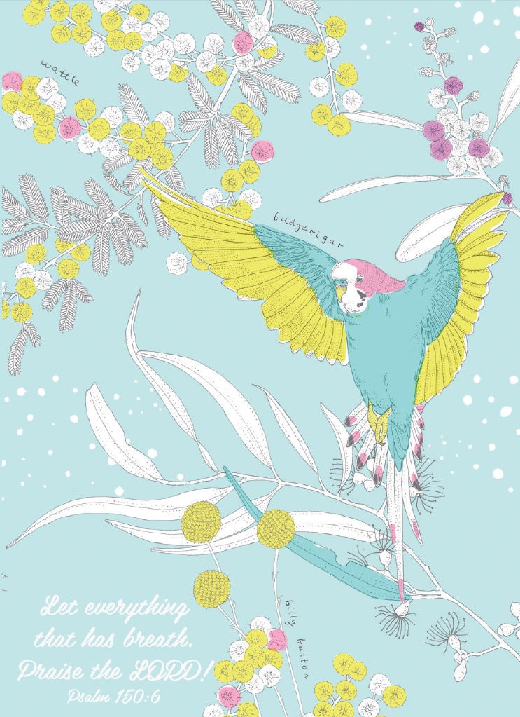 Australiana Greeting Card: Happy Birthday (Budgie)