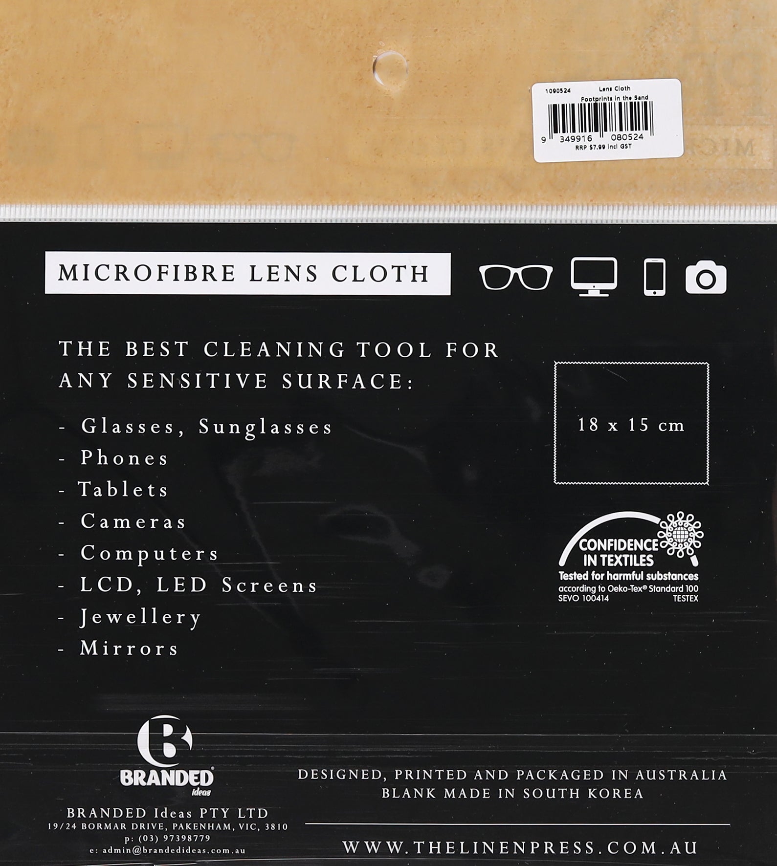 Lens Cloth : Footprints in the Sand (Microfibre) (Australiana Products Series)