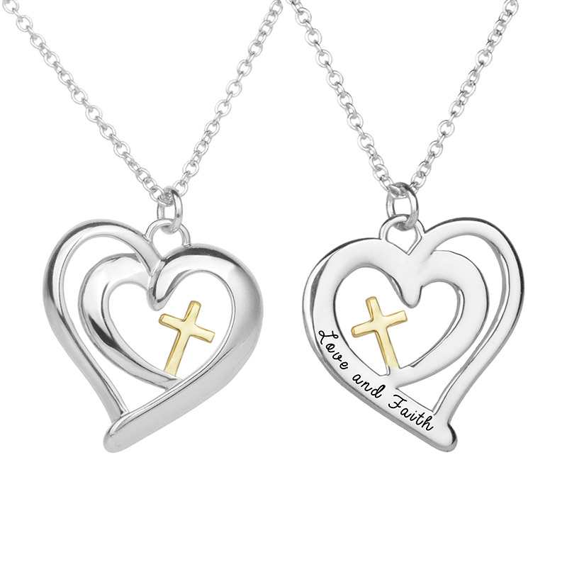 Necklace: Love Heart Love & Faith Silver (Walk By Faith Collection)