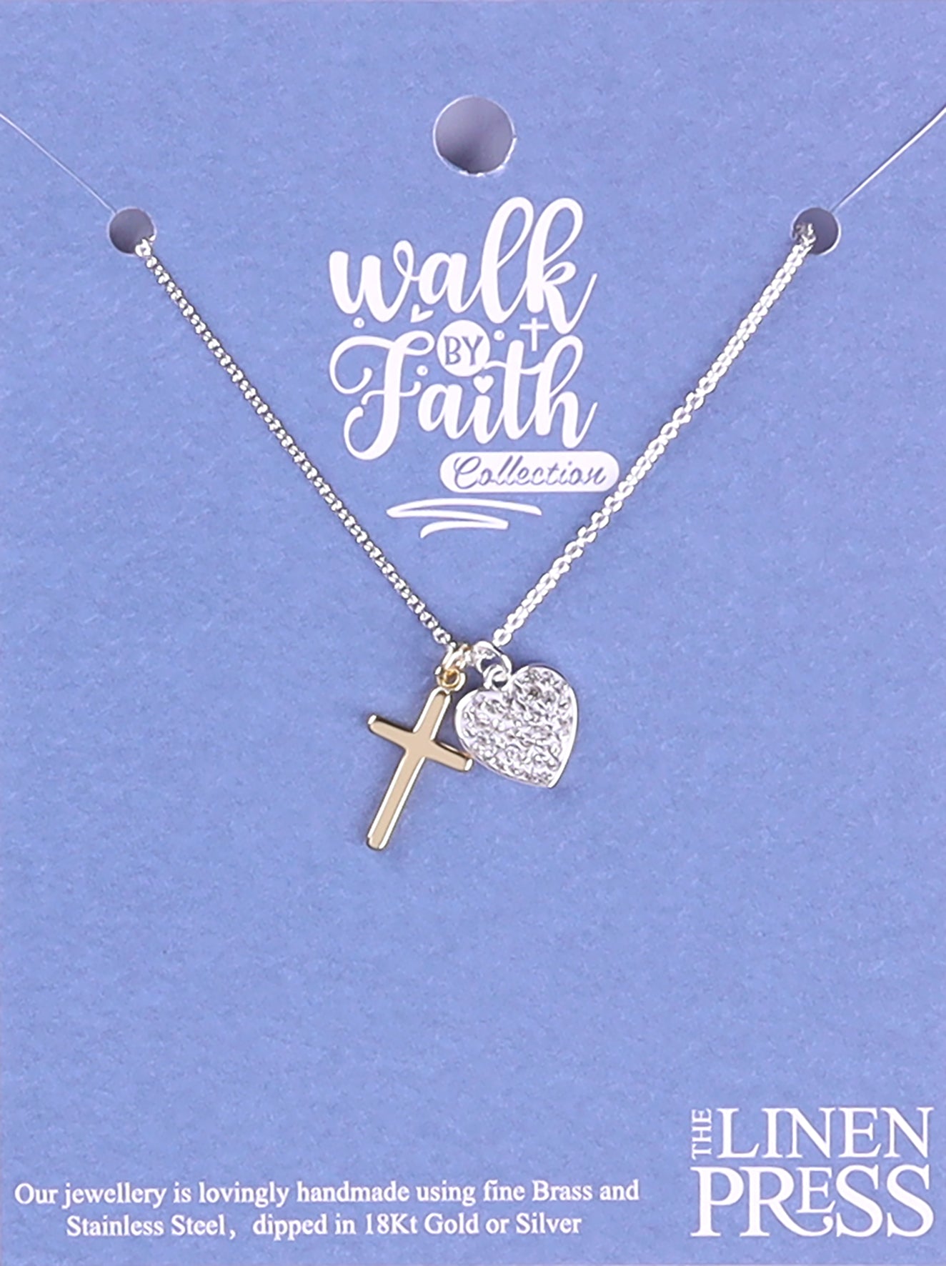 Necklace: Love Heart/Gold Cross Always Believe (Walk By Faith Collection)