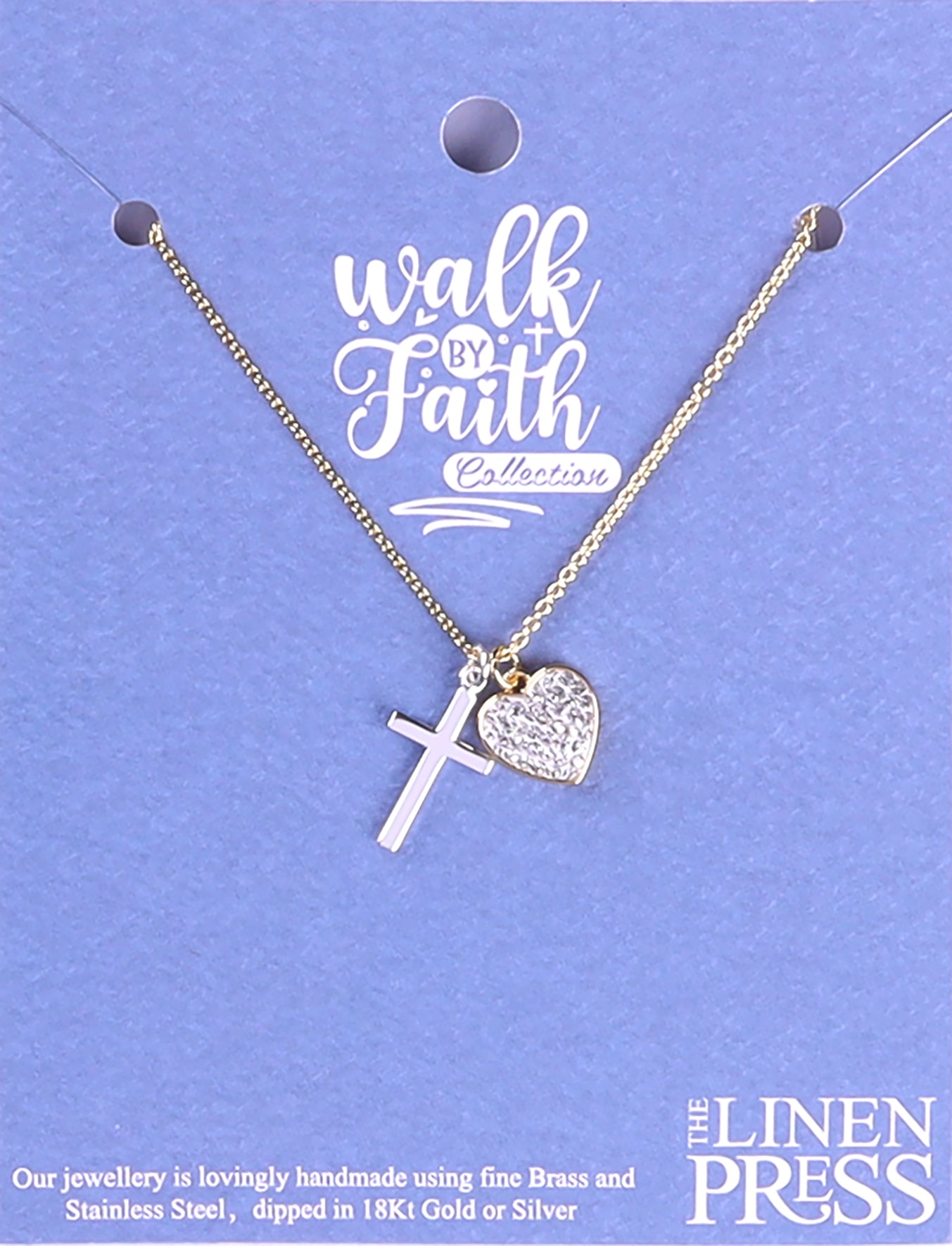 Necklace: Love Heart/Silver Cross Always Believe (Walk By Faith Collection)