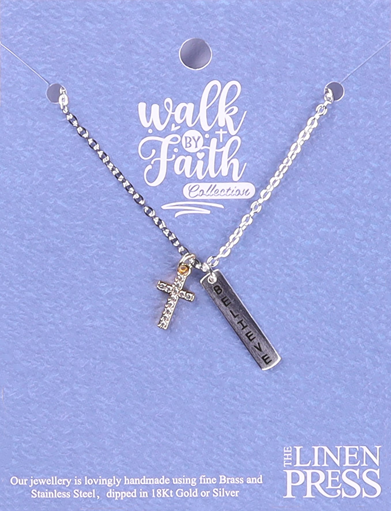Necklace: Believe Cross, 40.6cm Chain With 5cm Extension (Walk By Faith Collection)