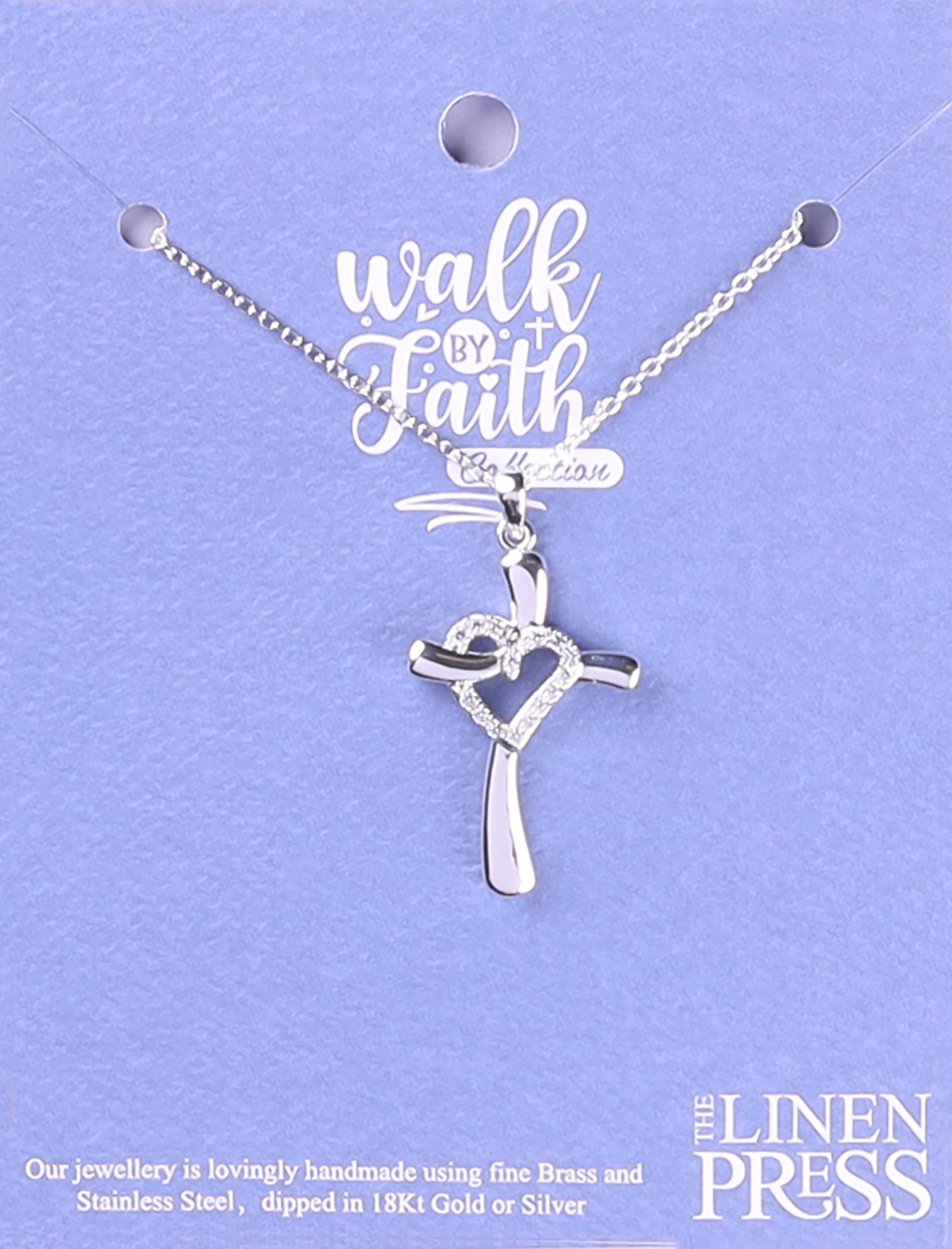 Necklace: Cross/Love Heart (Walk By Faith Collection)