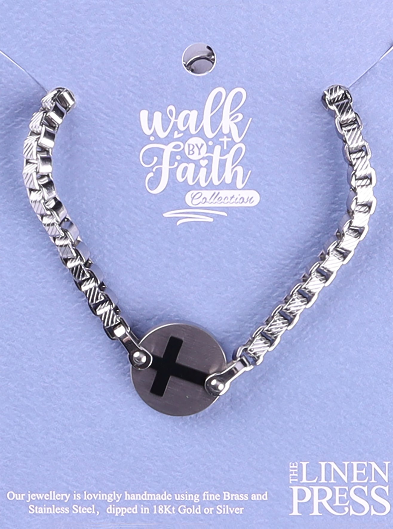 Bracelet: Cross Brushed Steel (Walk By Faith Collection)