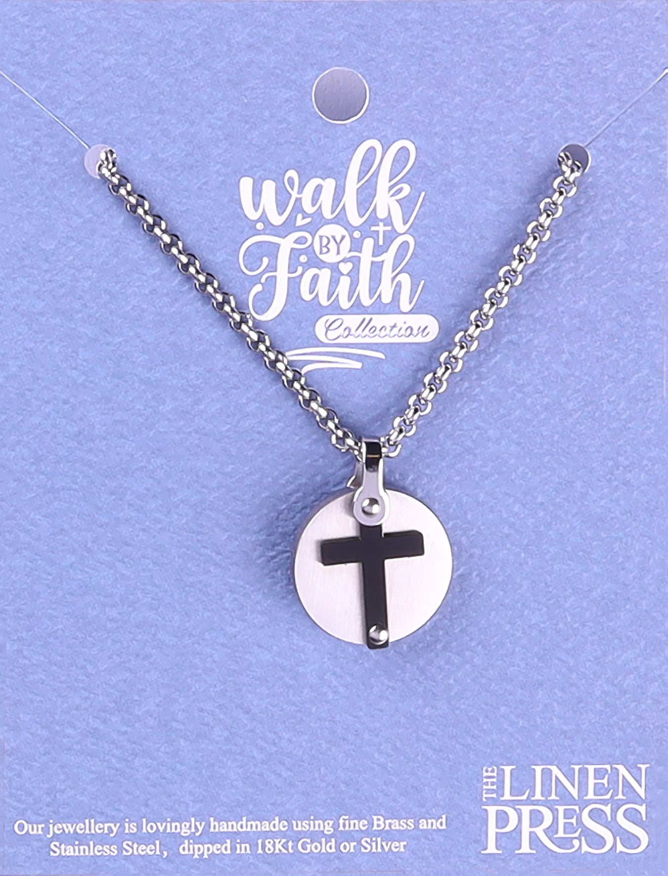 Necklace: Cross Brushed Steel (Walk By Faith Collection)