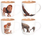 Bone China Mugs, Set of 4, 320 ML: Animals (Lion/joshua 1:9, Eagle/isaiah 40:31, Tigers/hebrews 13:5, Elephants/psalm 23:3)