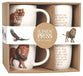 Bone China Mugs, Set of 4, 320 ML: Animals (Lion/joshua 1:9, Eagle/isaiah 40:31, Tigers/hebrews 13:5, Elephants/psalm 23:3)