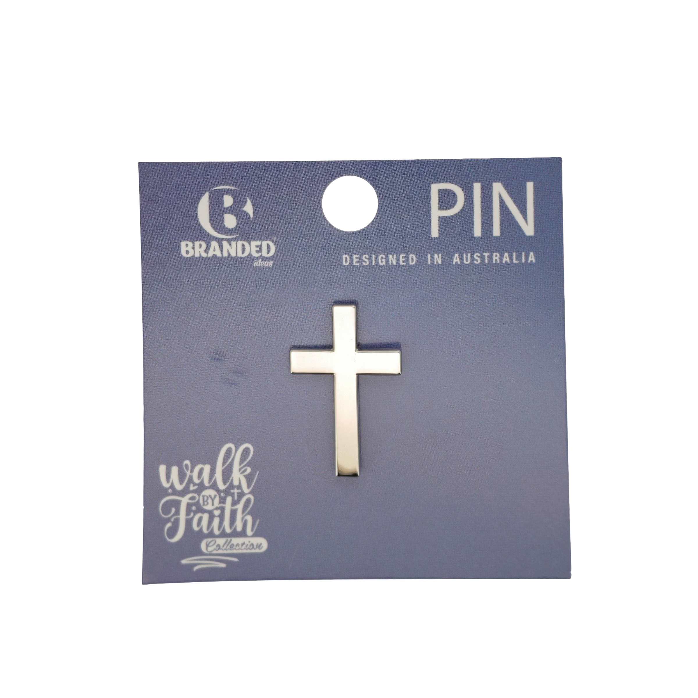 Lapel Pin, Enamel, Silver Cross (Walk By Faith Collection)