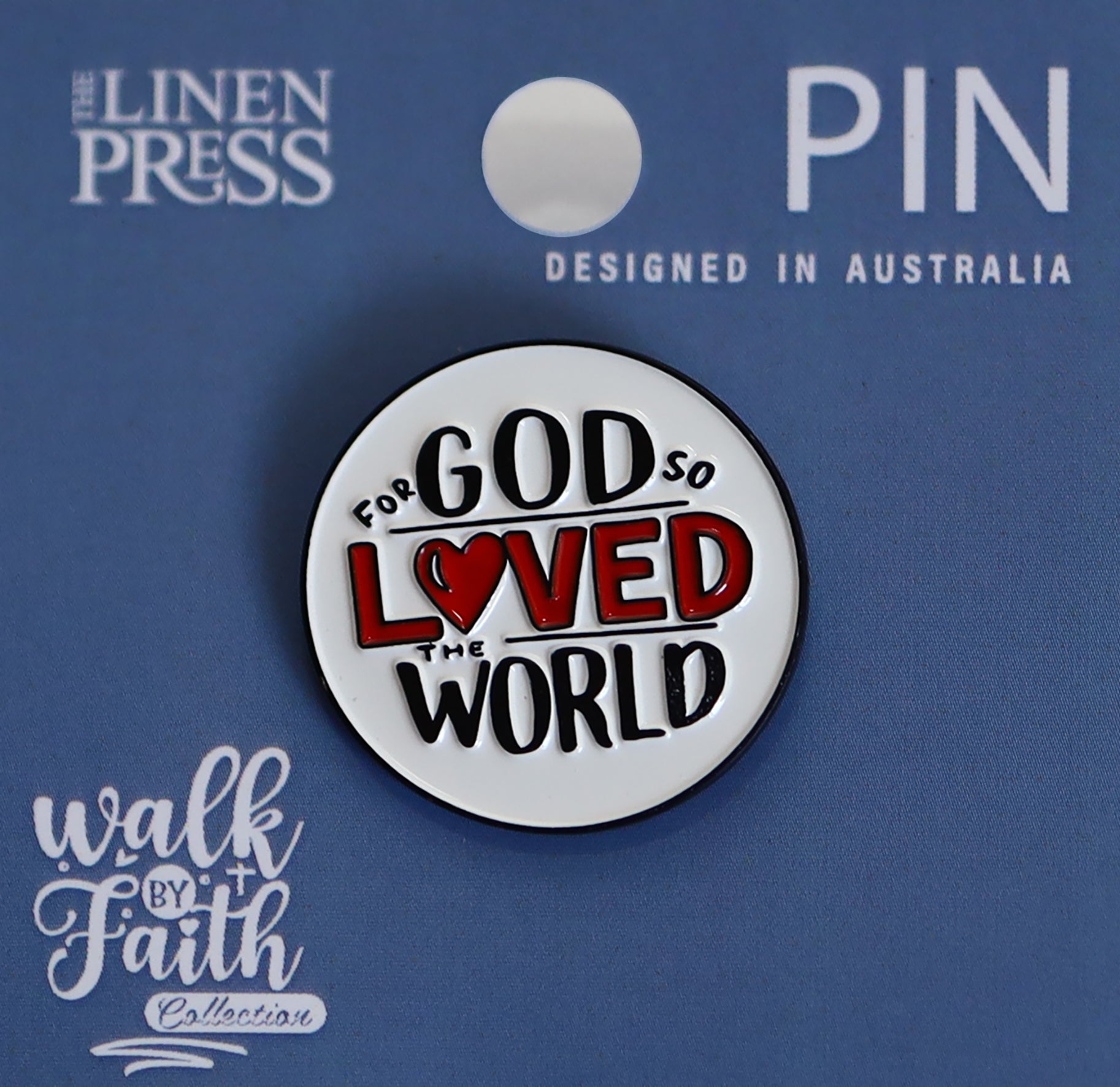 Lapel Pin, Enamel, For God So Loved The World (Walk By Faith Collection)