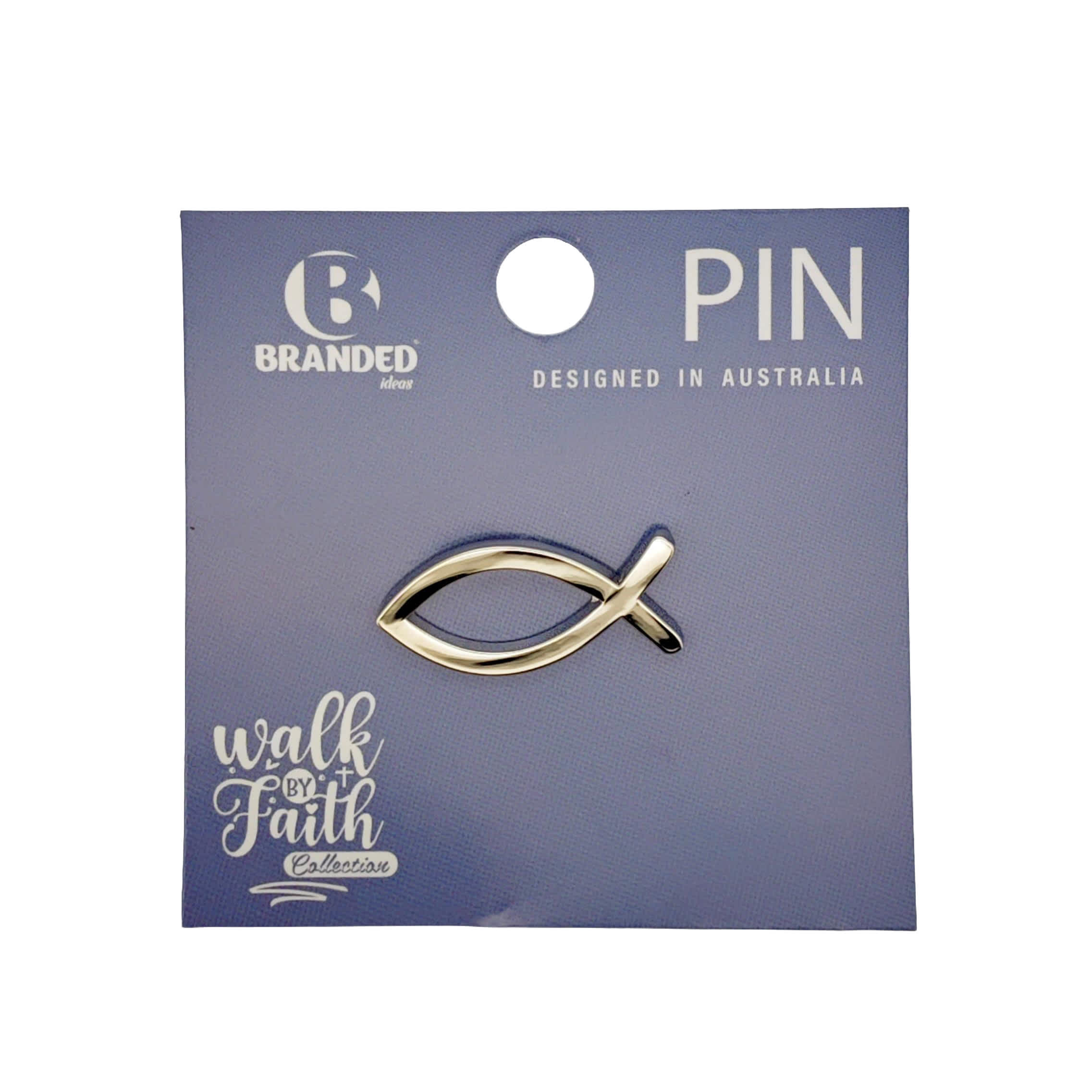 Lapel Pin, Enamel, Silver Fish (Walk By Faith Collection)