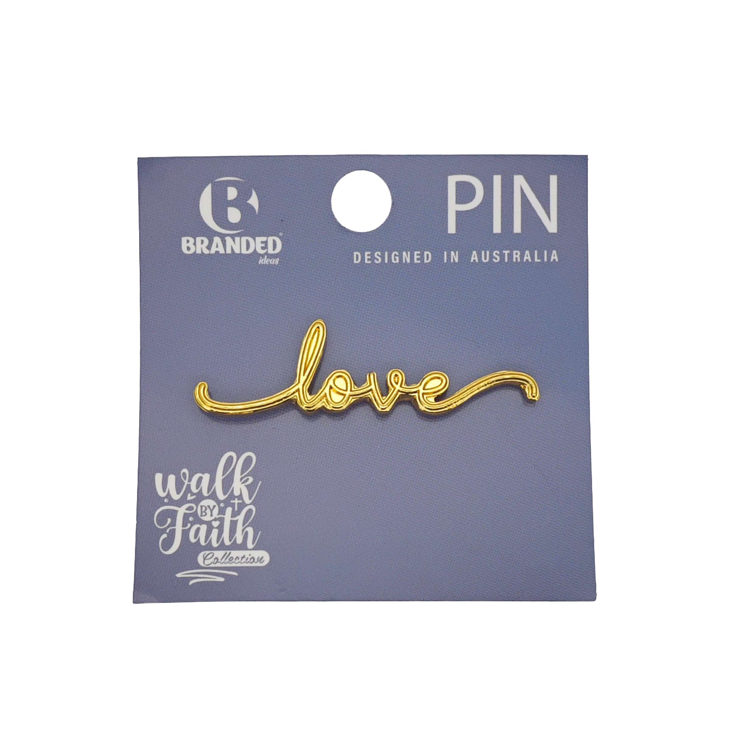 Lapel Pin, Enamel, Love, Gold (Walk By Faith Collection)