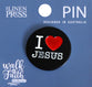 Lapel Pin, Enamel, I Love Jesus, Black (Walk By Faith Collection)